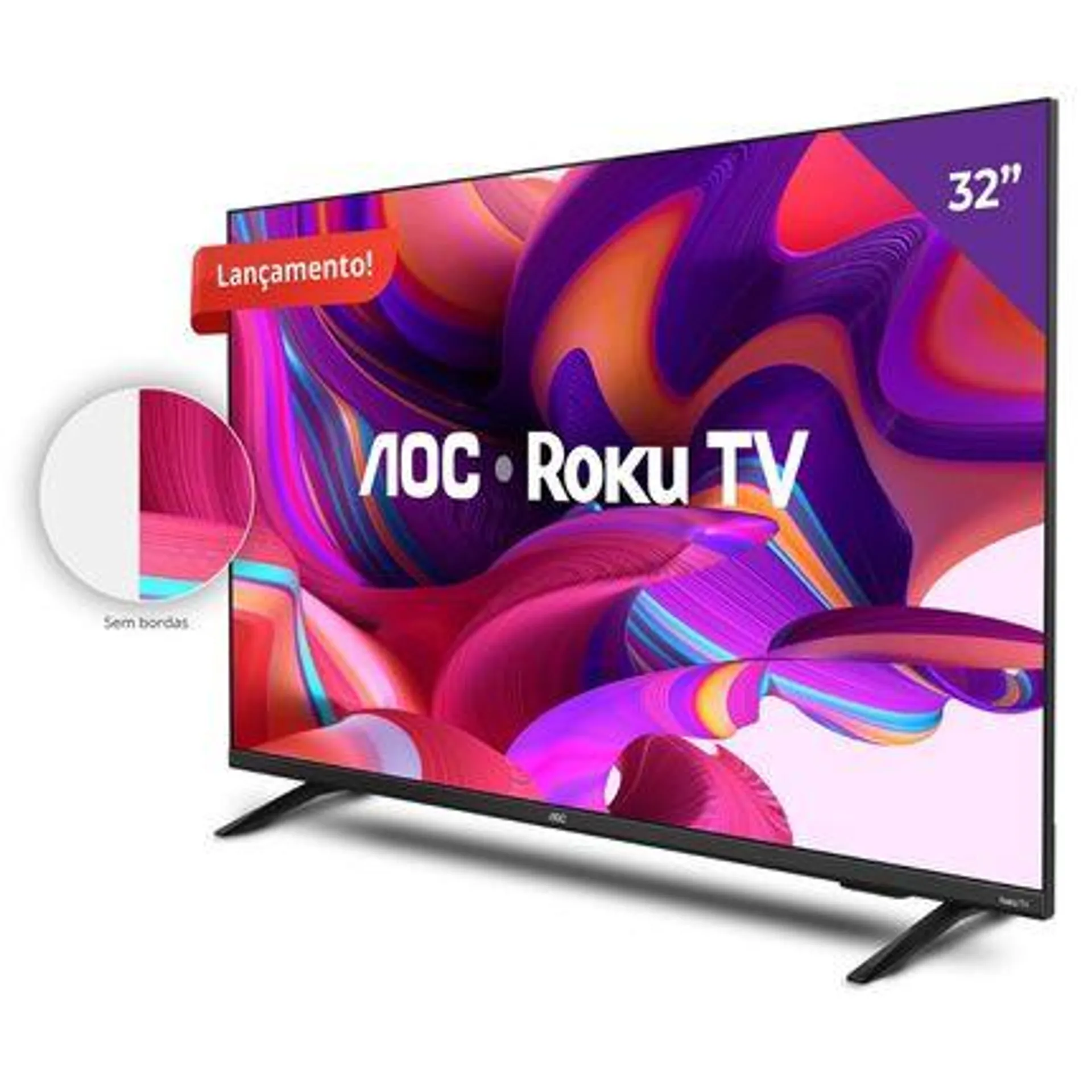 Smart TV LED AOC 32" HD 32S5135 Com Roku Alexa Siri