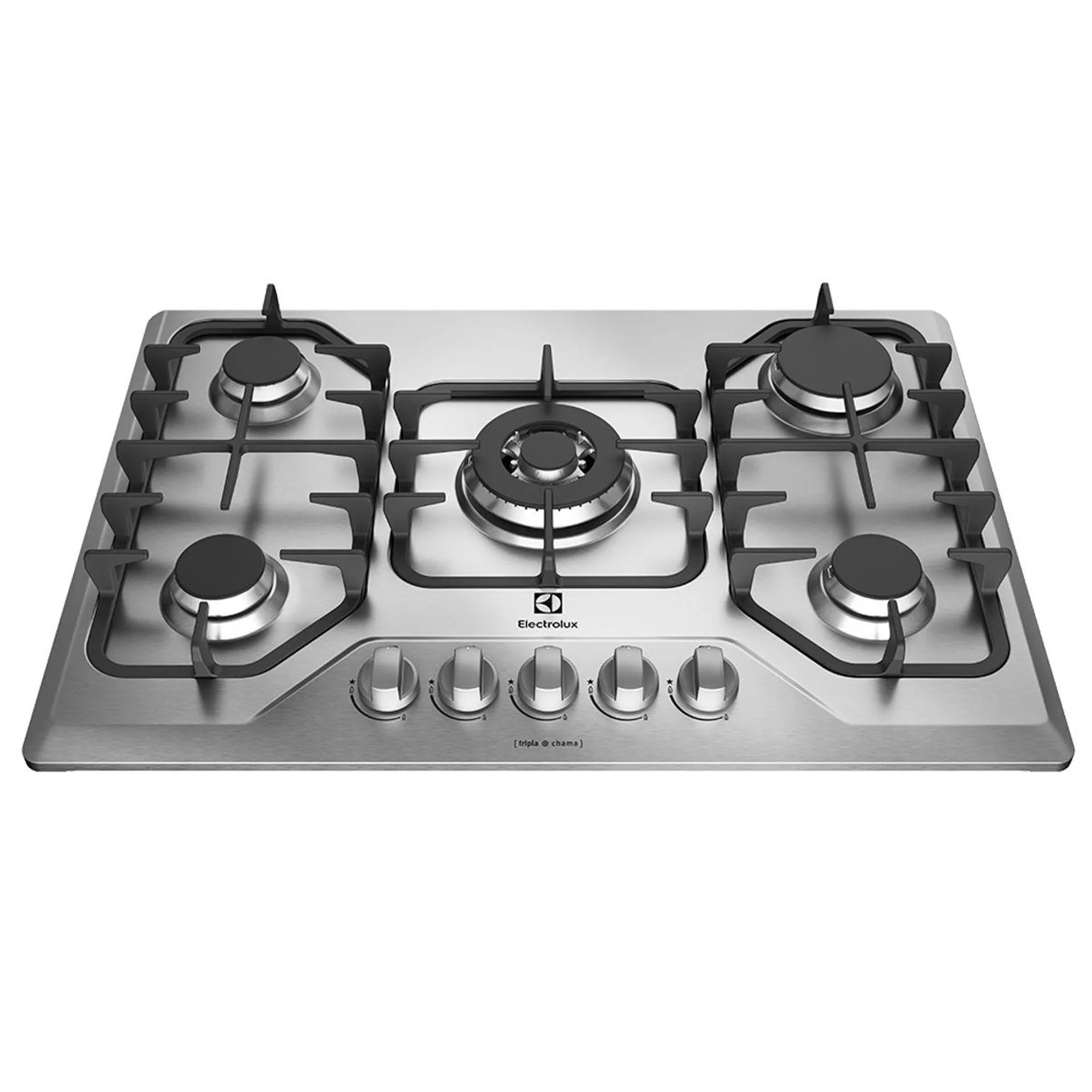 Cooktop 5 Bocas Electrolux a Gás Inox com Tripla Chama e Grades Ferro Fundido (GF75X) - Bivolt