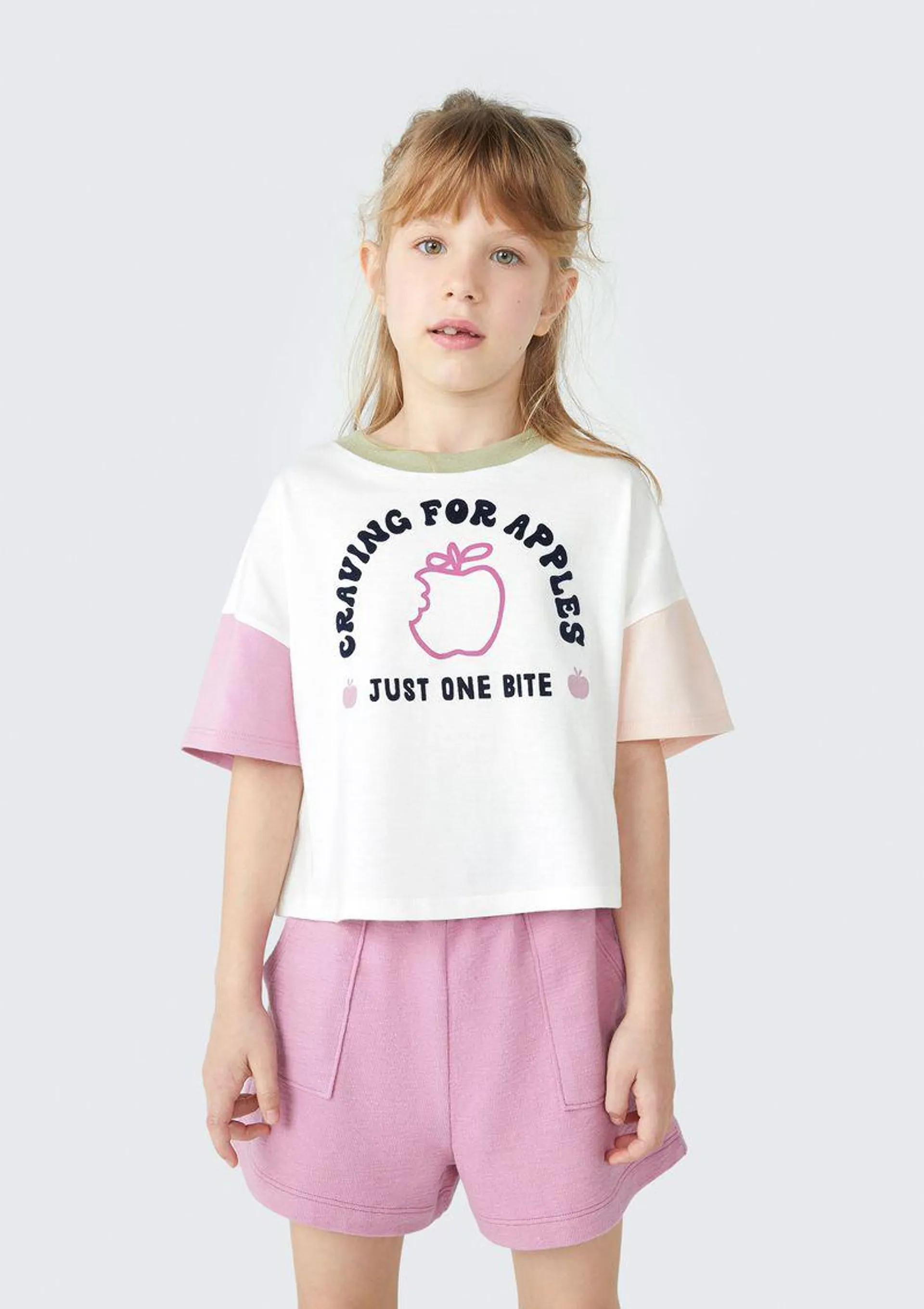 Blusa Cropped Infantil Menina Com Estampa Em Algodão - Off White