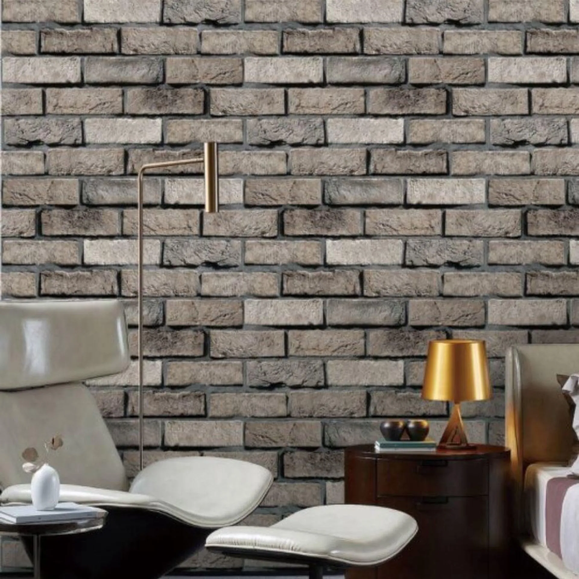 Papel De Parede Decorativo 9,5 M X 53 Cm Havan Casa - Tijolo Taupe