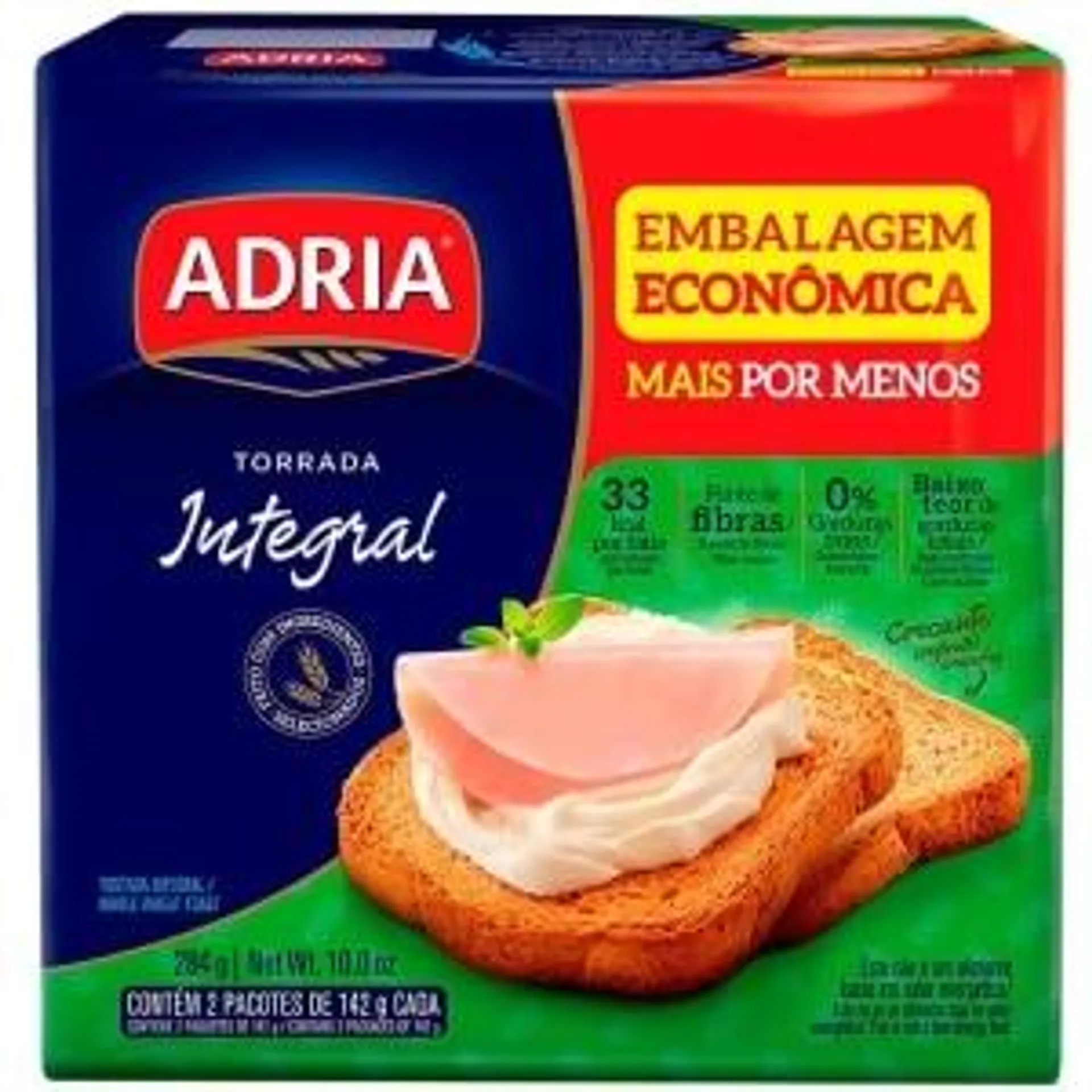 Torrada Adria Integral 284g Embalagem Econômica