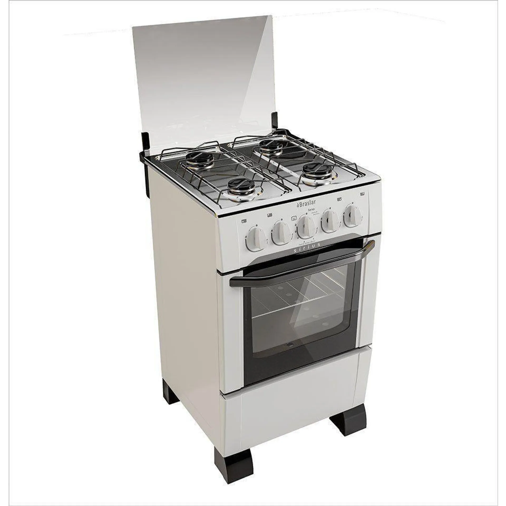 Fogão 4 Bocas Mesa de Inox Sírius com Acendimento Manual Branco Bivolt