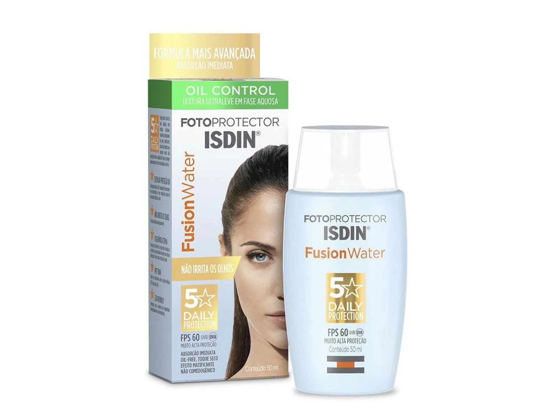 Protetor Solar Facial Isdin Fotoprotector Fusion Water 5 Stars FPS60 Sem Cor 50ml