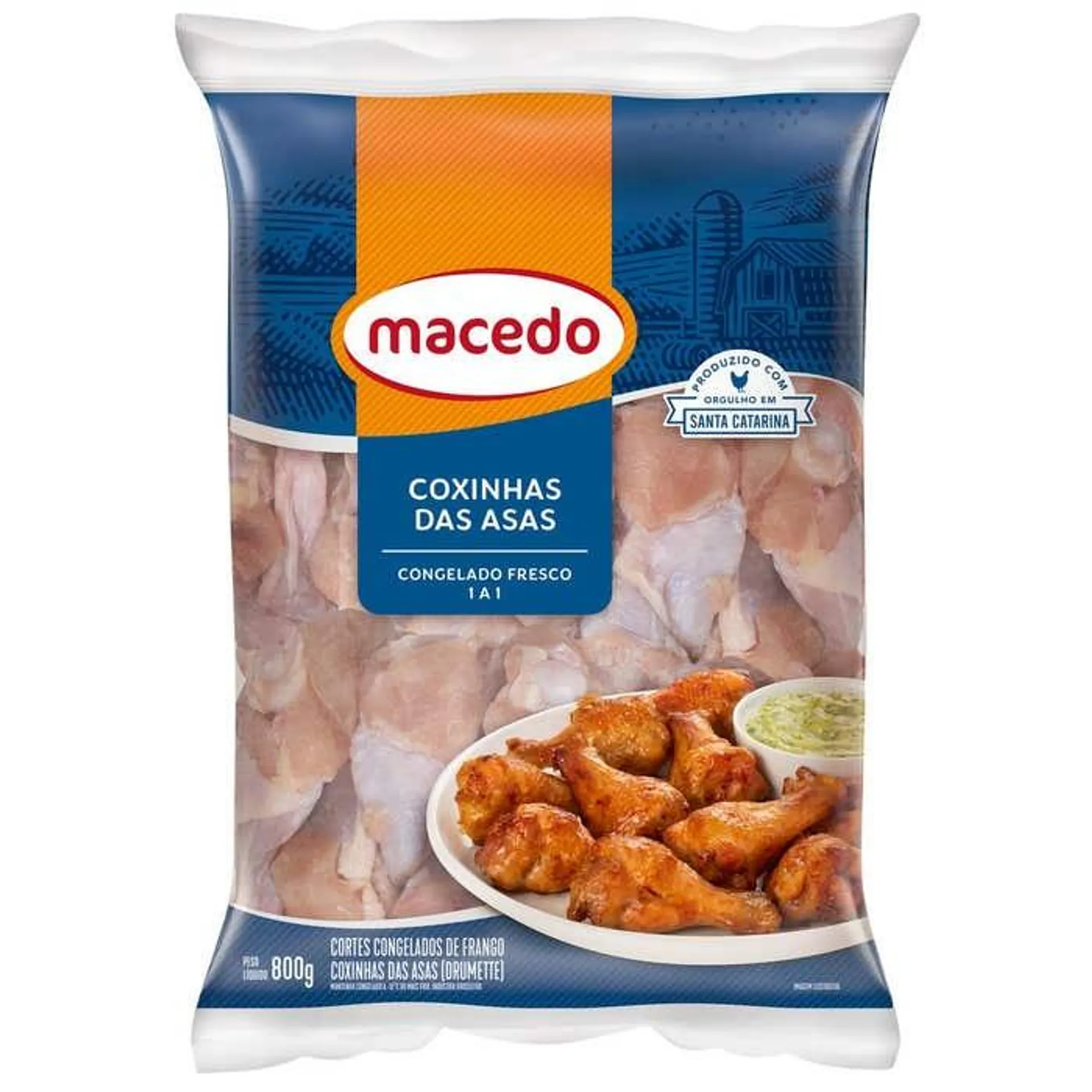 Coxinha Asa Frango Macedo Iqf 800g