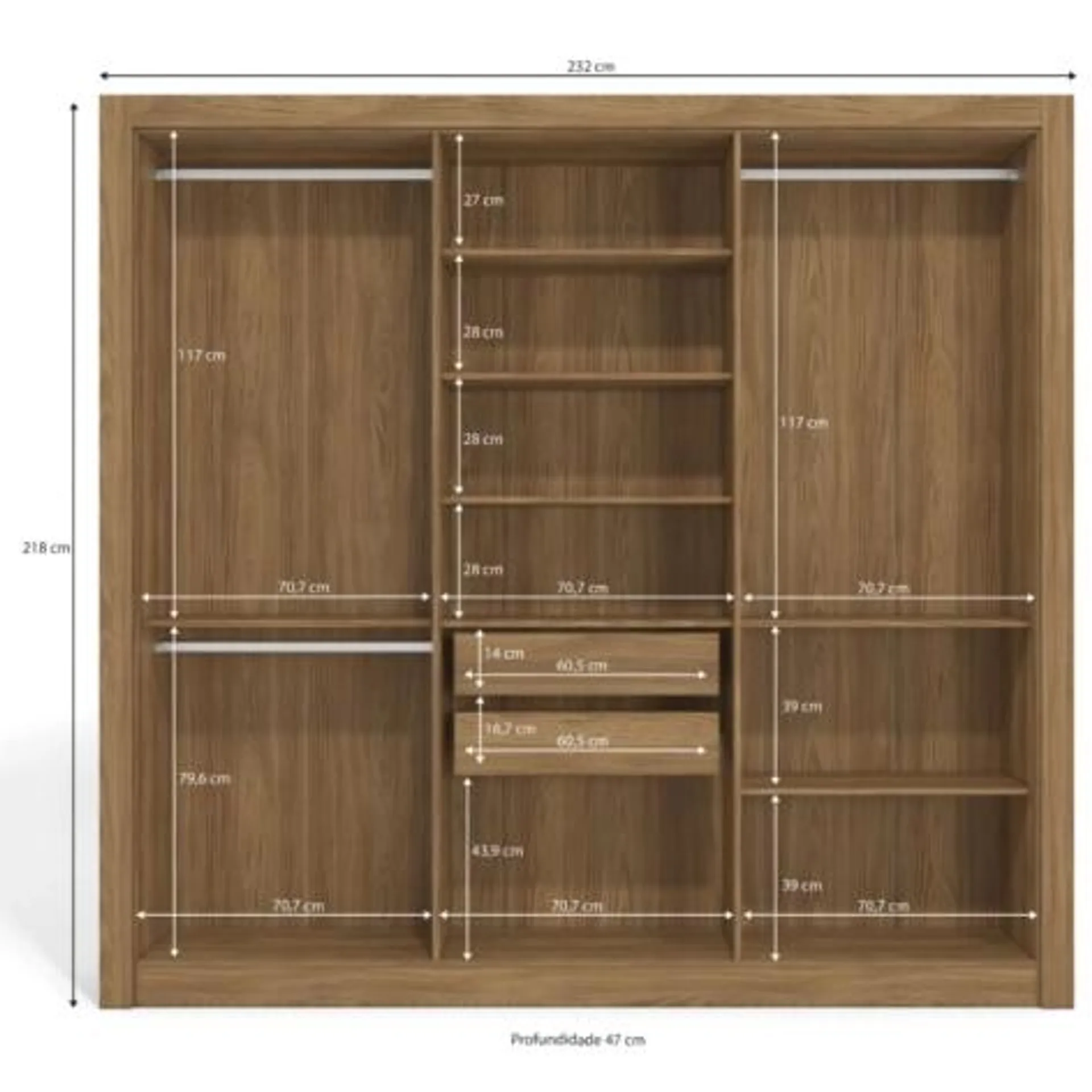 Guarda Roupa Kappesberg M569 6 Portas e 2 Gavetas Nogueira e Fendi