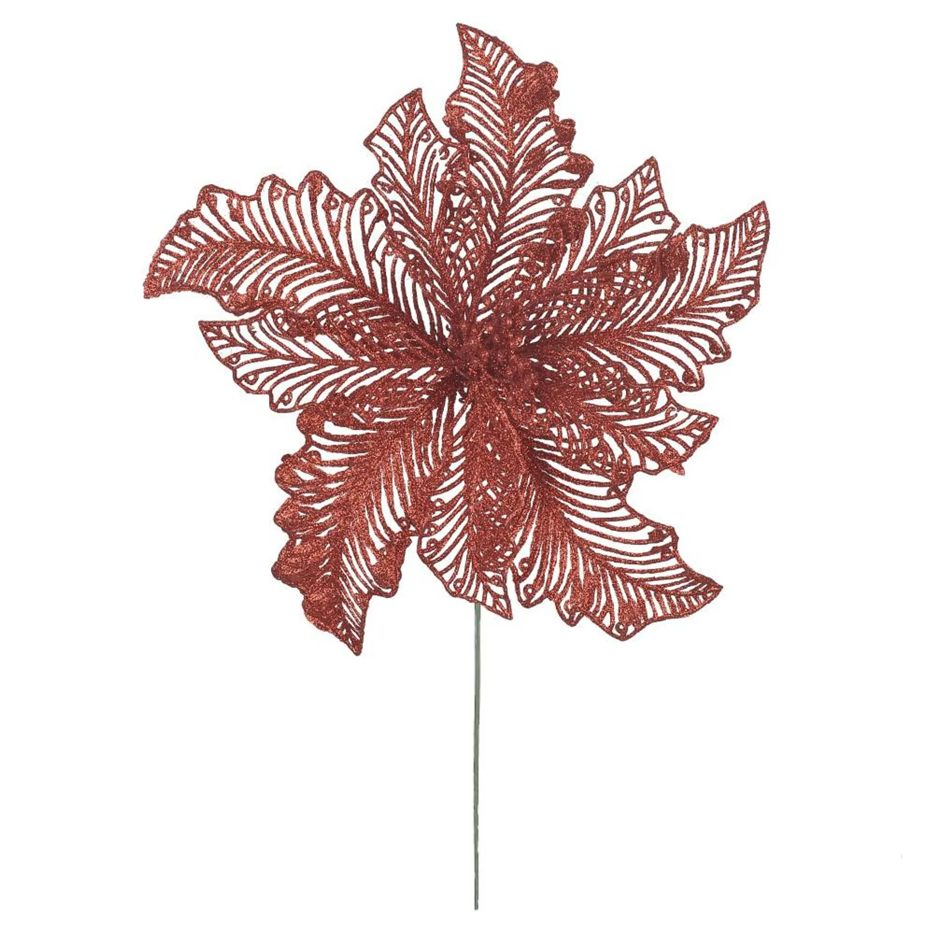 Haste de Natal Bico de Papagaio 20cm com Glitter Vermelho - Dea