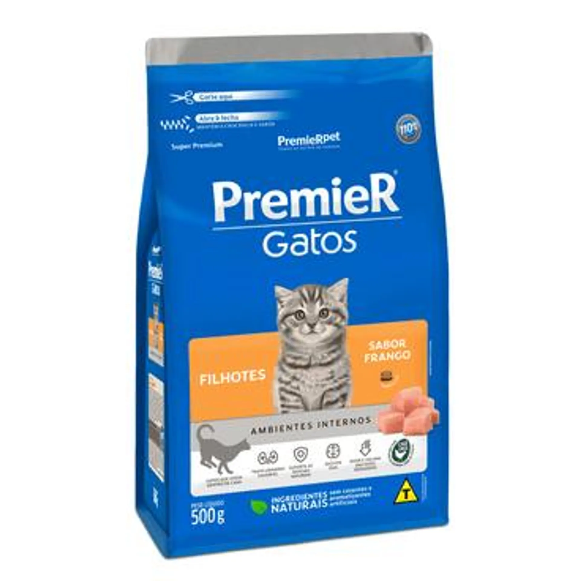 Ração Premier Ambientes Internos Gatos Filhotes Frango 500 g