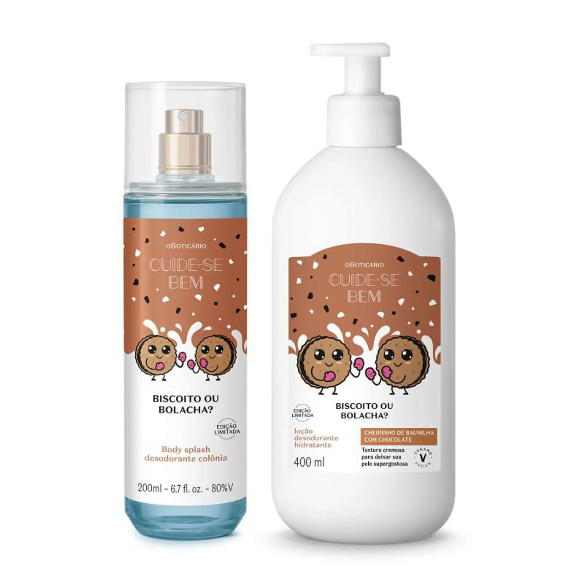 Combo Cuide-se Bem Biscoito ou Bolacha: Loção Hidratante Corporal 400ml + Body Splash 200ml