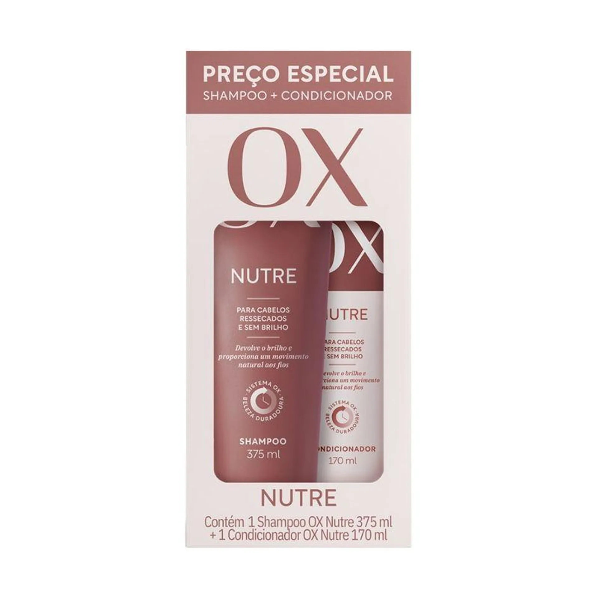 Shampoo 375ml e Condicionador 170ml OX Nutrição Intensa