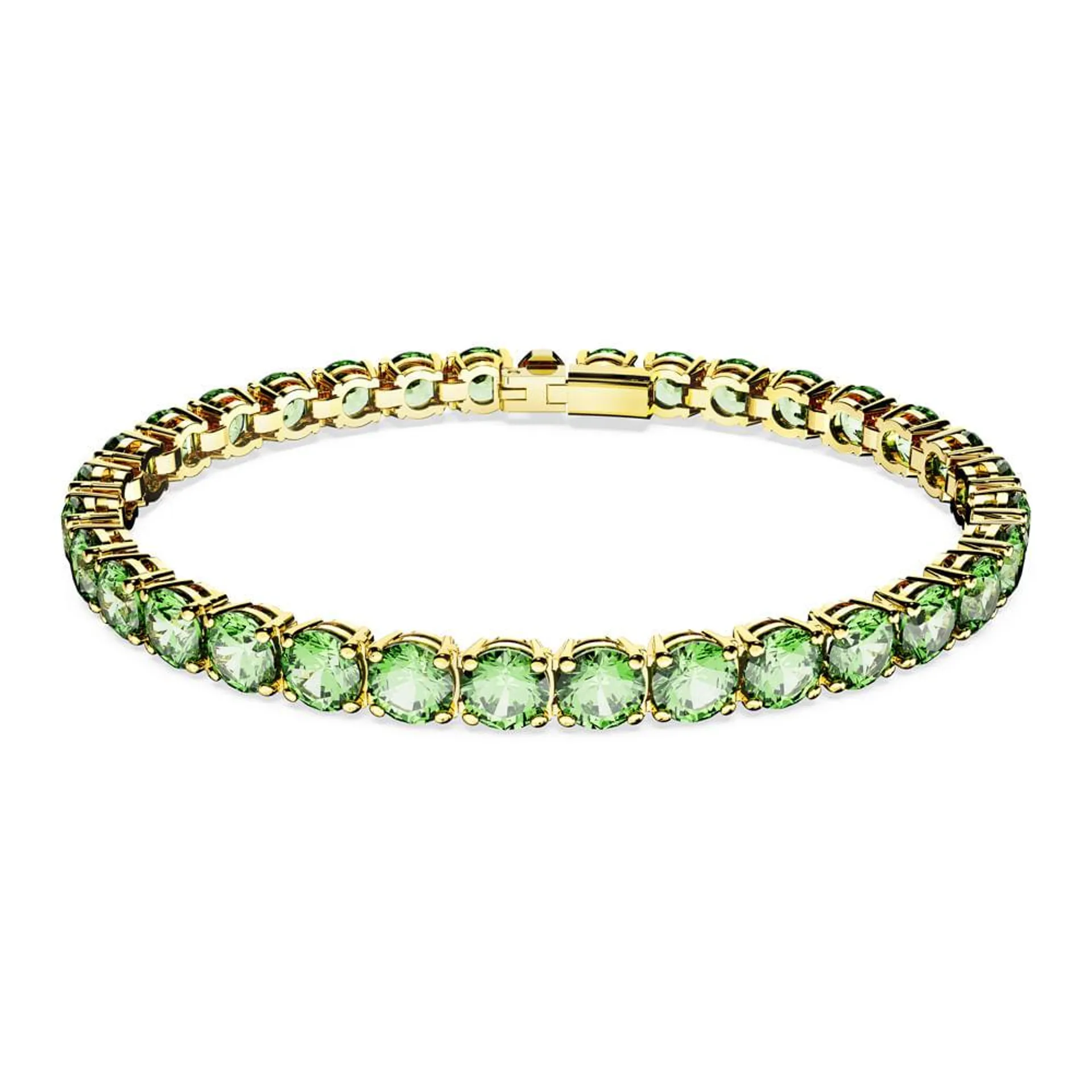 Pulseira Matrix Tennis, Lapidação redonda, Média, Verde, Lacado a dourado