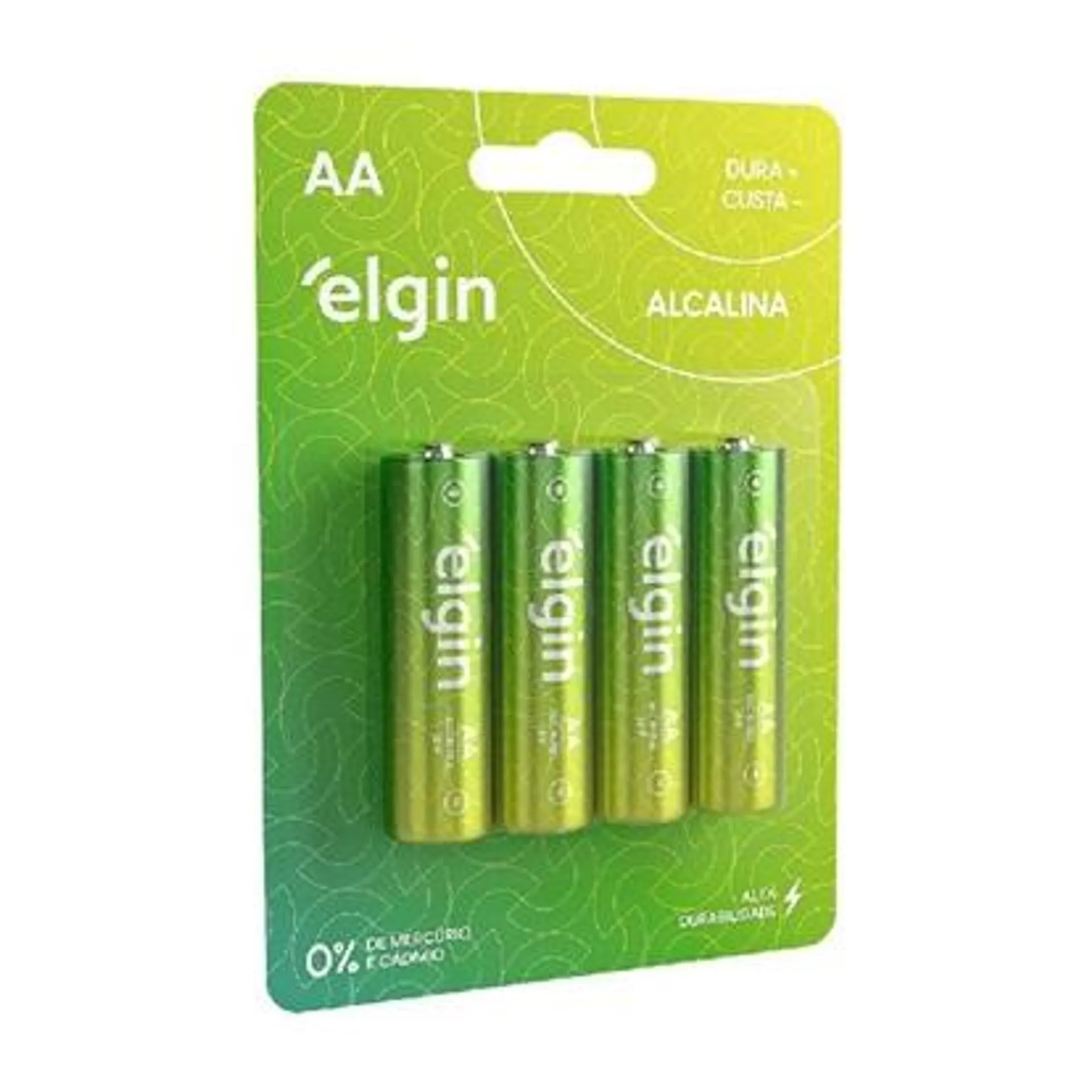 Pilha Alcalina Elgin AA Cartela com 4 unds