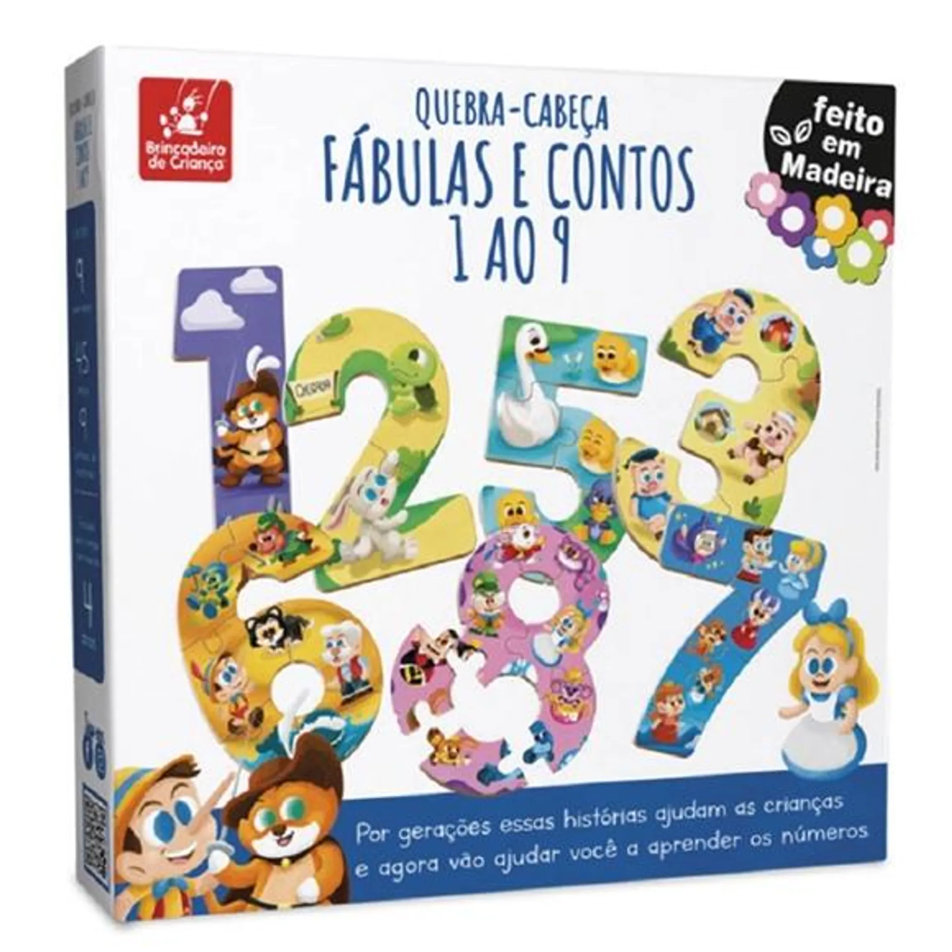 jogo quebra cabeça de madeira plus fabulas e contos numerais 1 ao 9 45 pcs brincadeira de criança