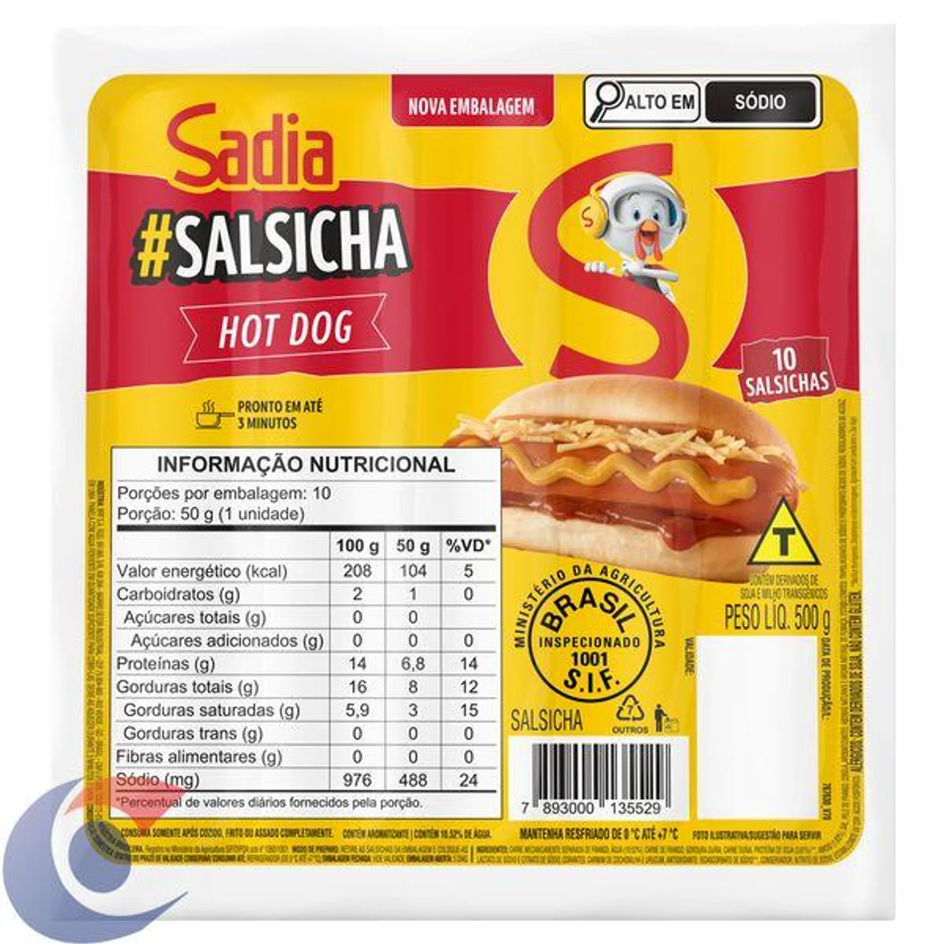 Salsicha Hot Dog Sadia 500g