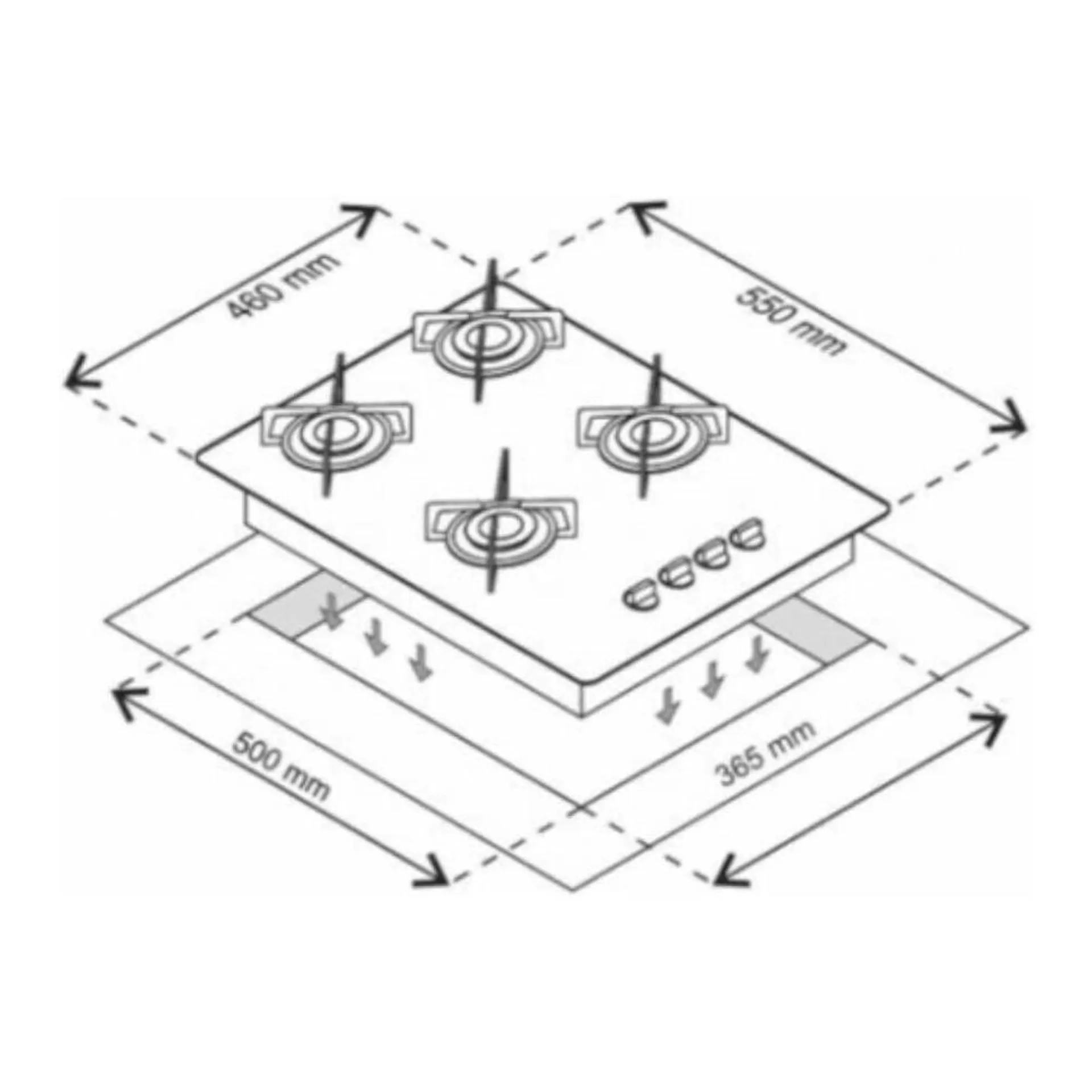 Cooktop 4 Bocas Chamalux Ultra Chama Vidro Marmorizado Branco