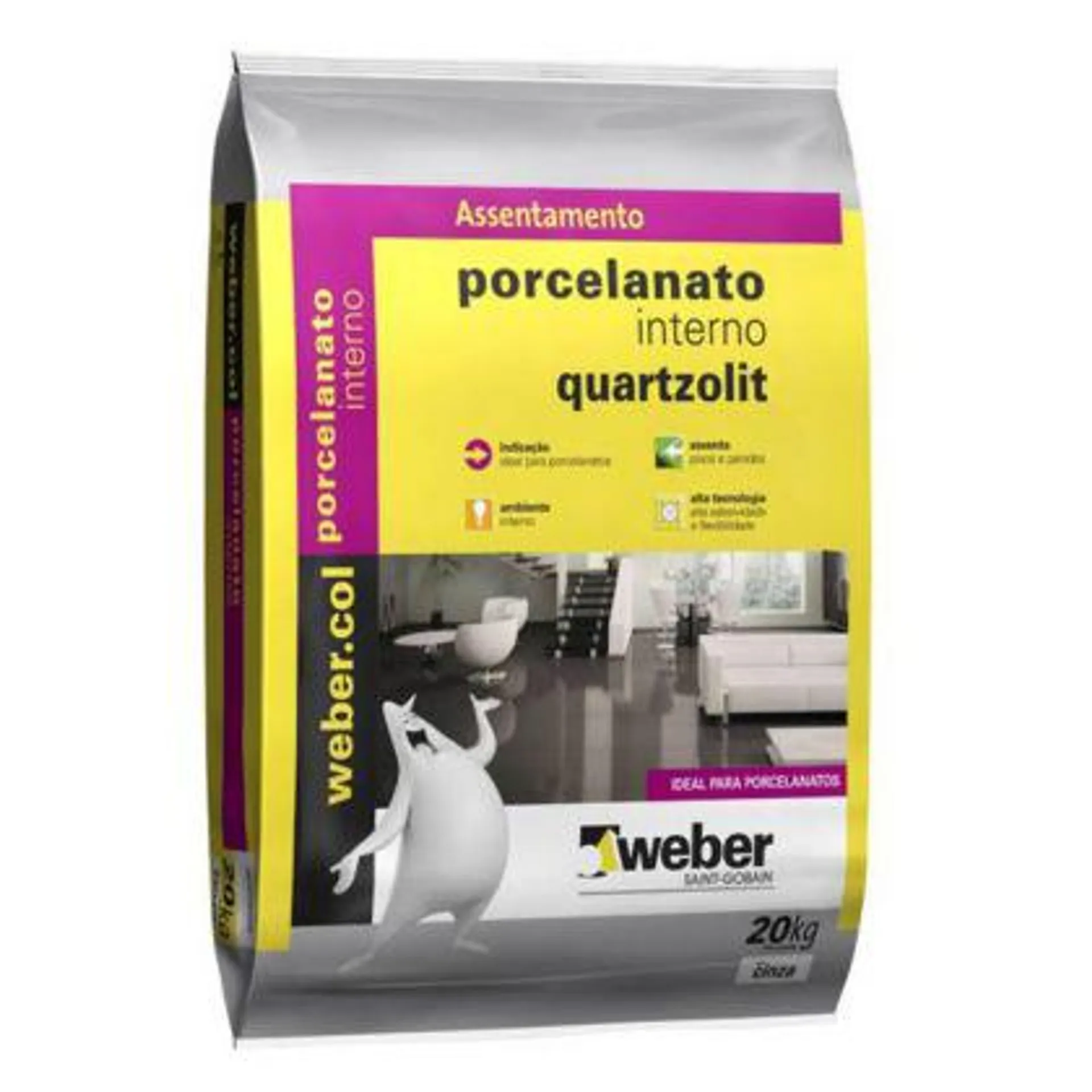 Argamassa para Porcelanato Interno 20Kg Cinza