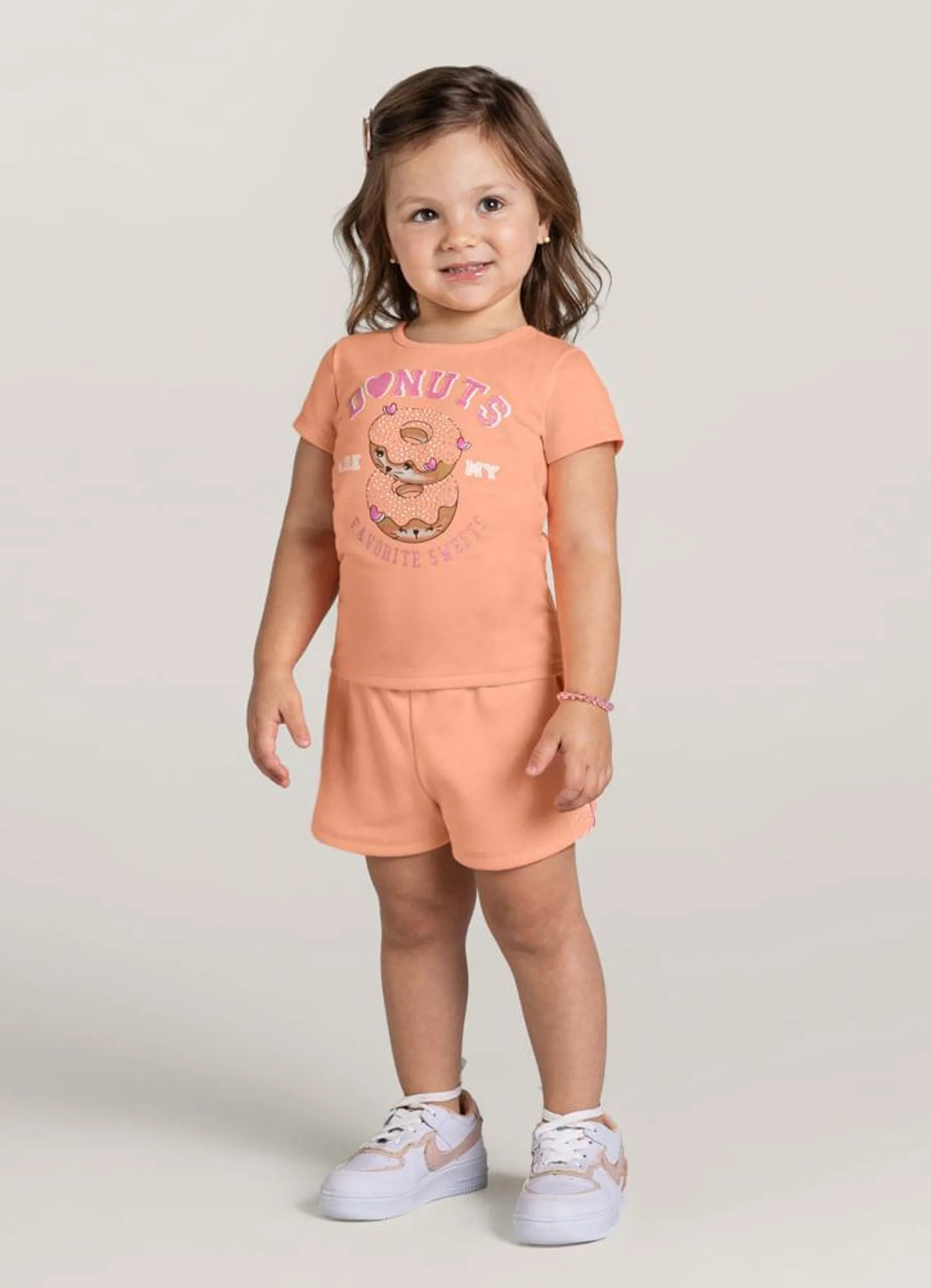 Conjunto Infantil menina com blusa e Shorts Brandili