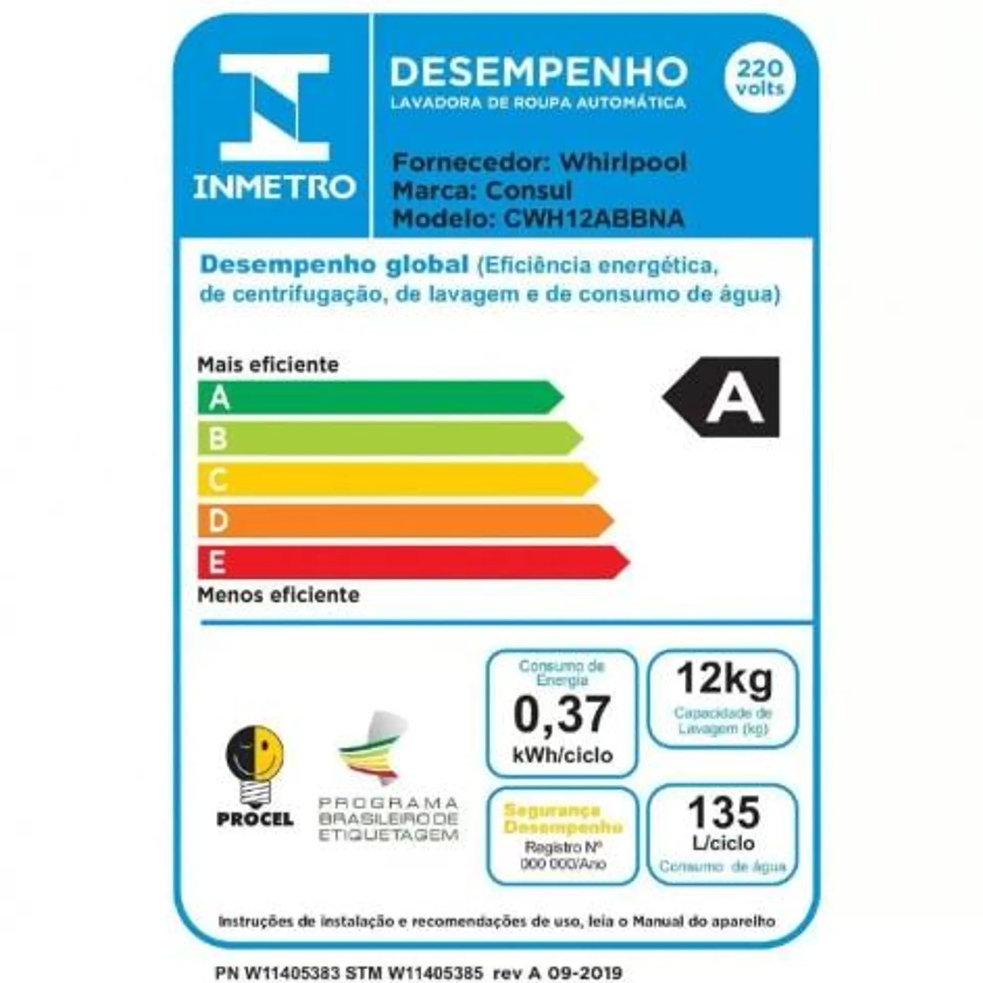 Lavadora de Roupas Consul Automática CWH12 12KG Branca 220v