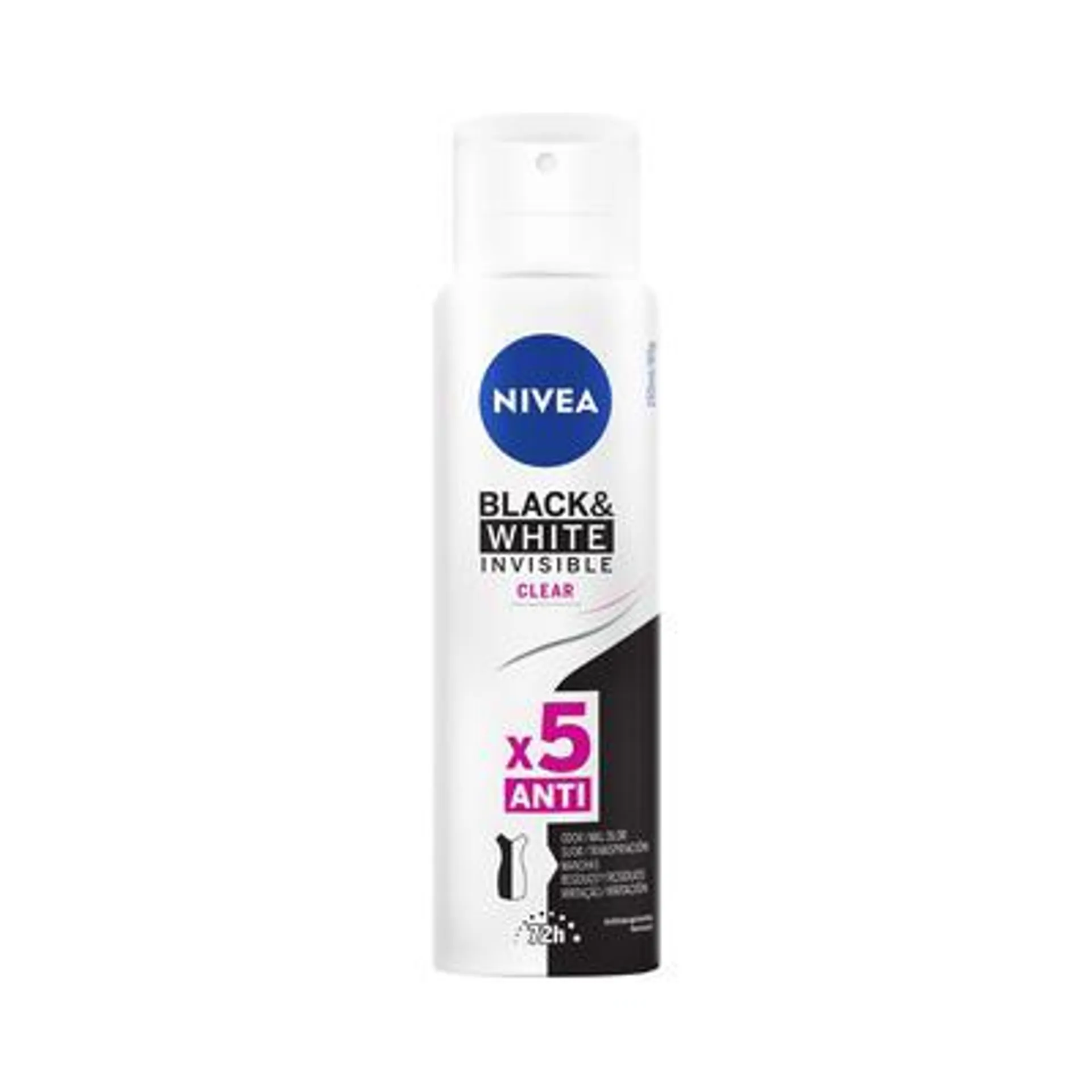 Desodorante Antitranspirante Nivea Aerossol Invisible Black & White Clear 150ml