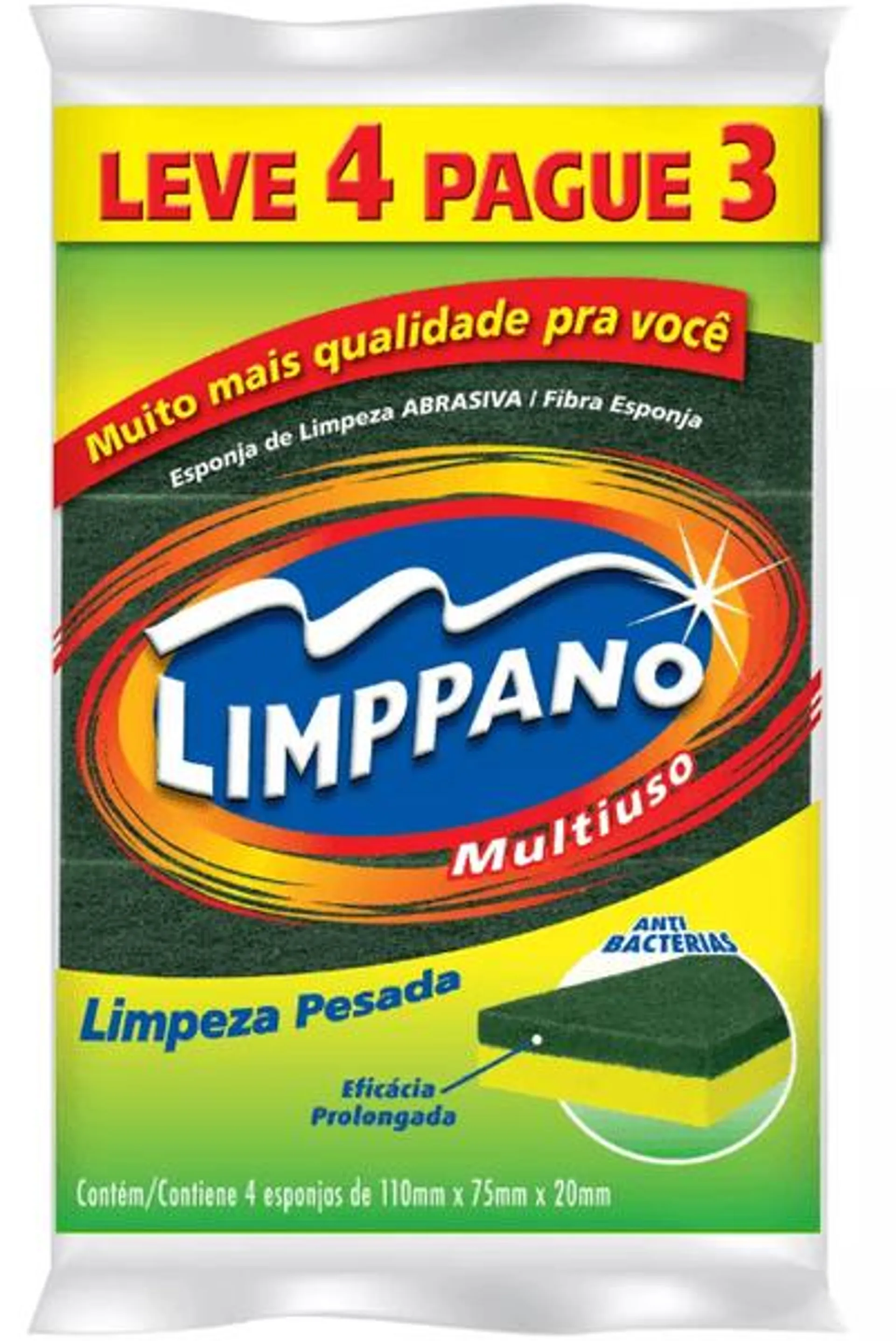 Esponja de Limpeza Limppano Multiuso Leve 4un Pague 3un