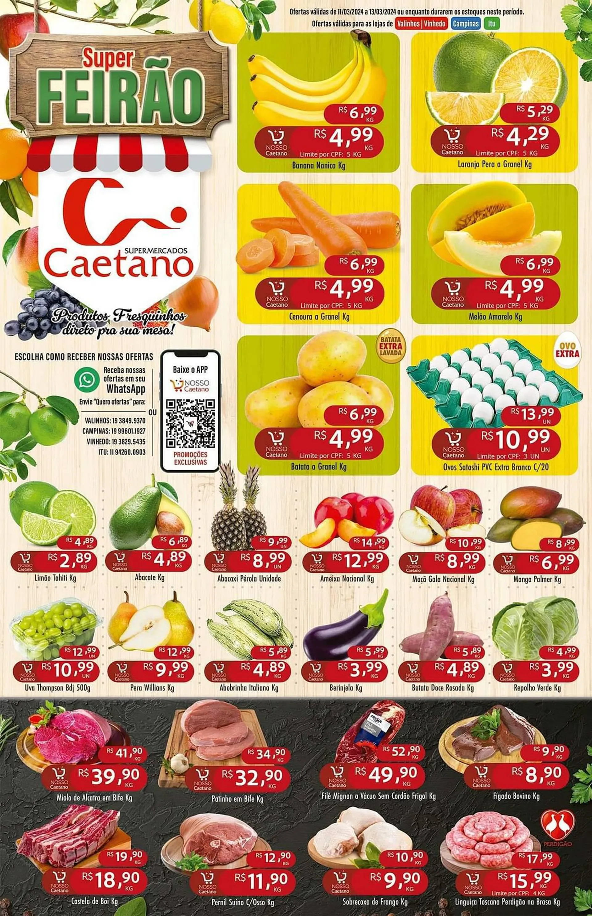 Encarte de Catálogo Supermercados Caetano 11 de março até 13 de março 2024 - Pagina 1