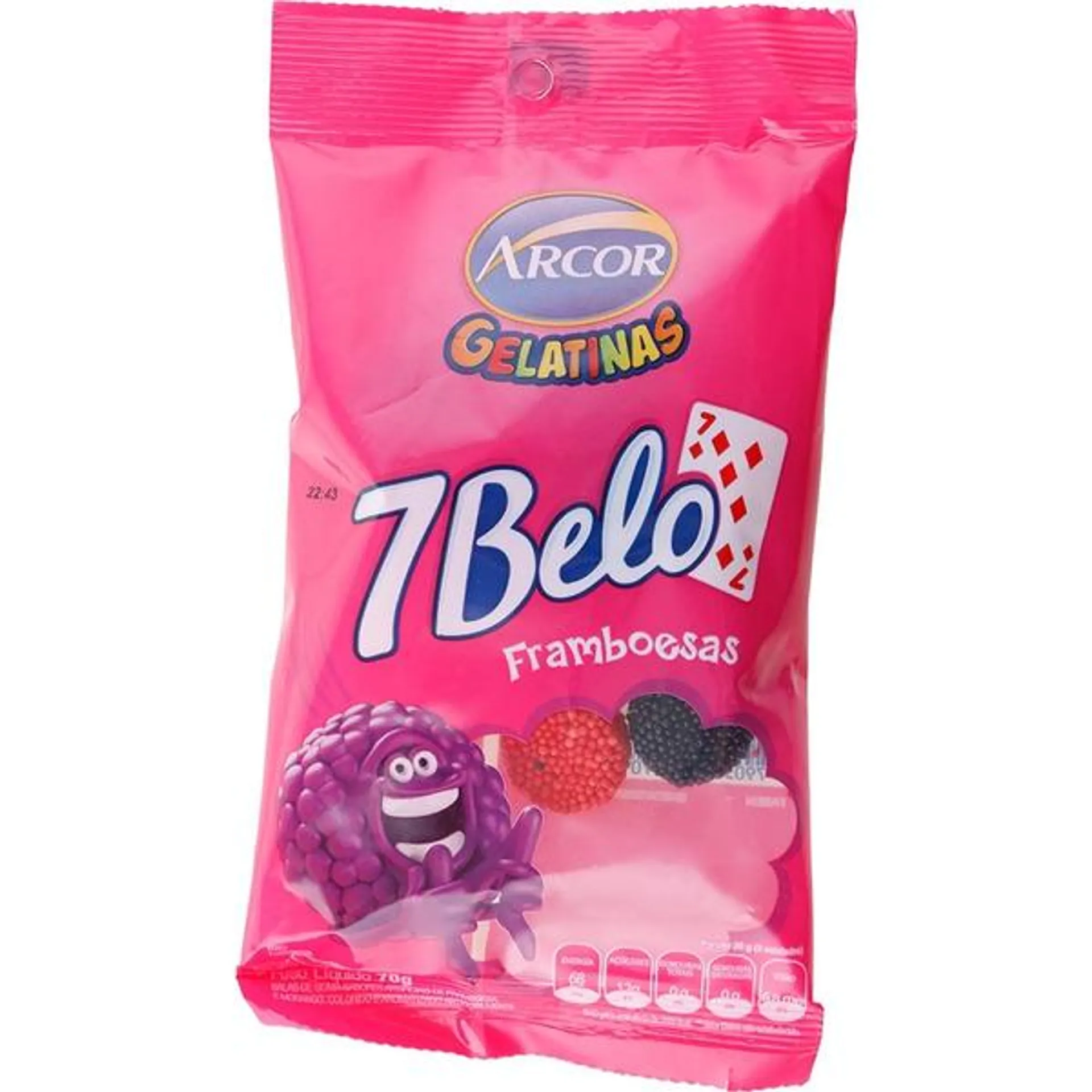 Bala Arcor 7 Belo Gelatinas Framboesa 70g