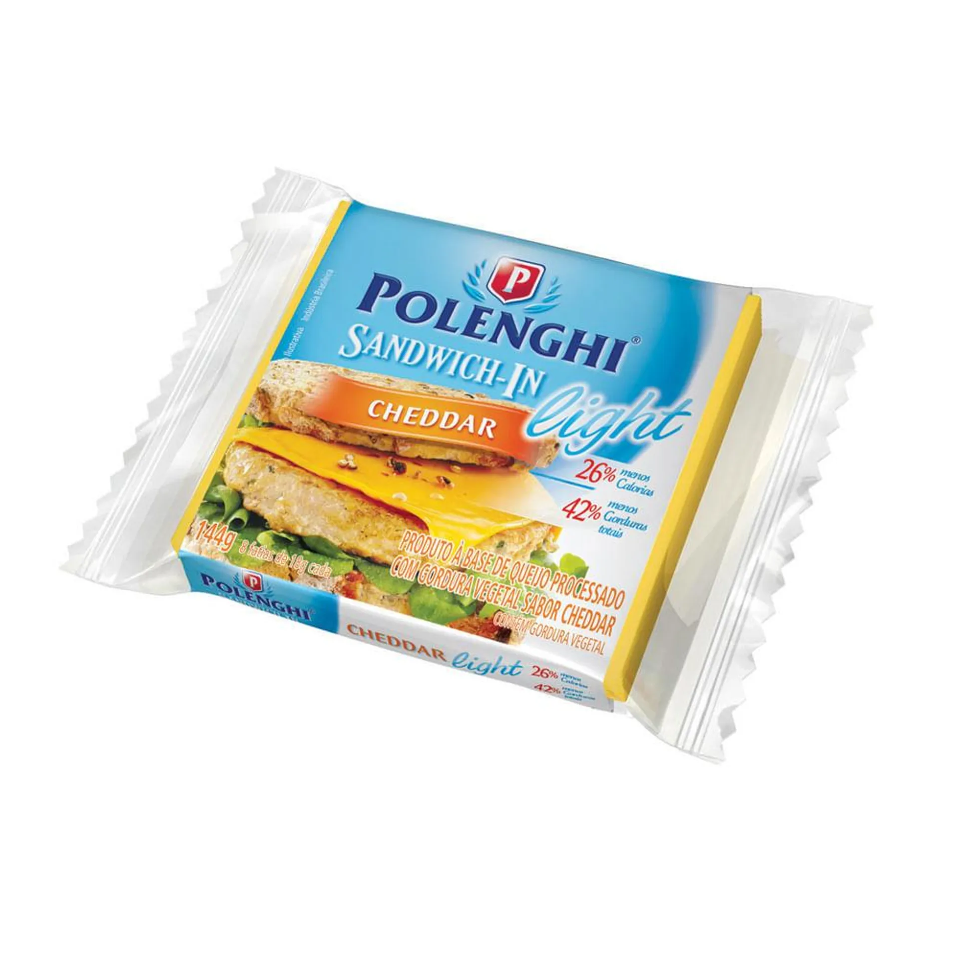 Queijo fatiado sabor Cheddar Light Sandwich-In 144g