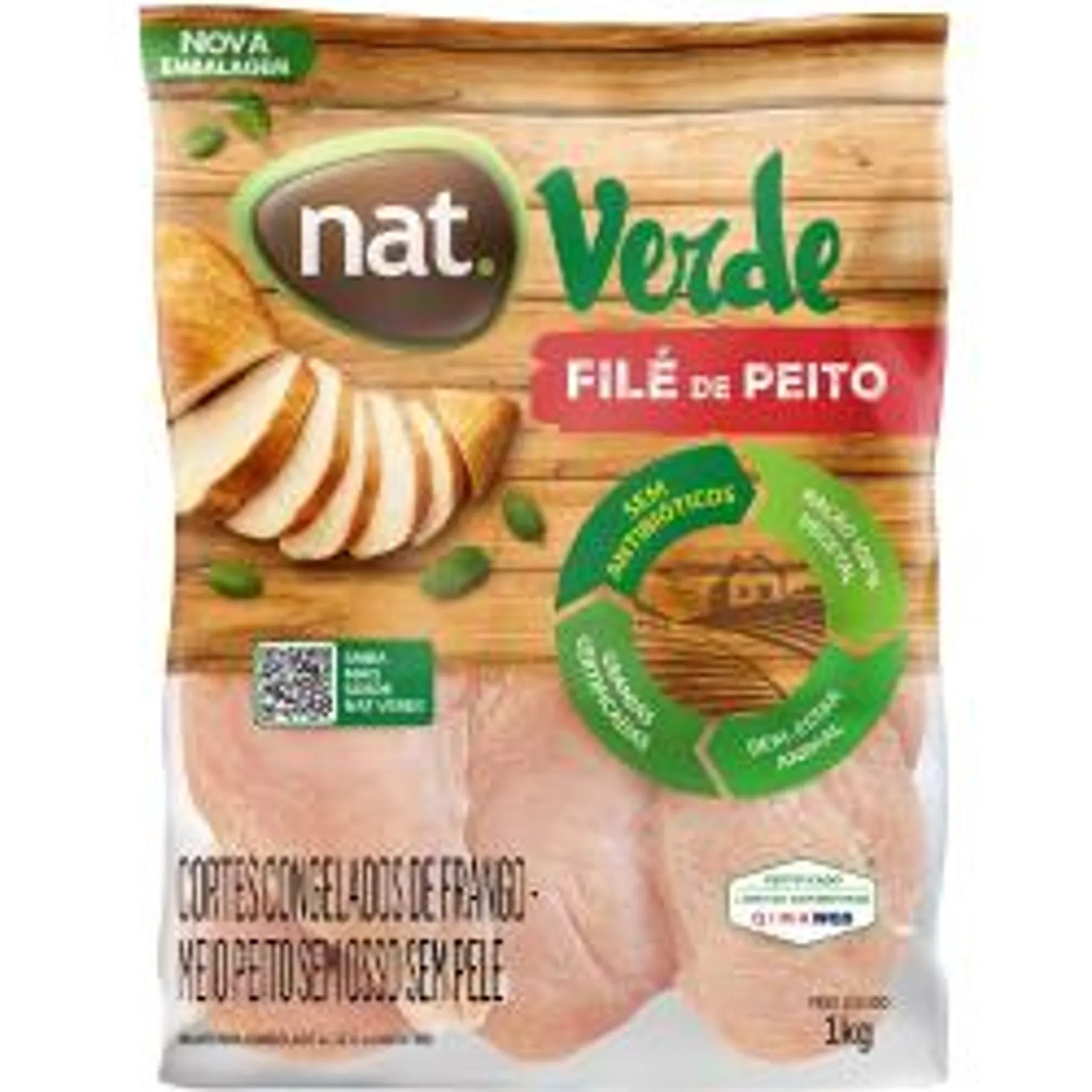 File Peito De Frango Nat Verde Congelado 1kg