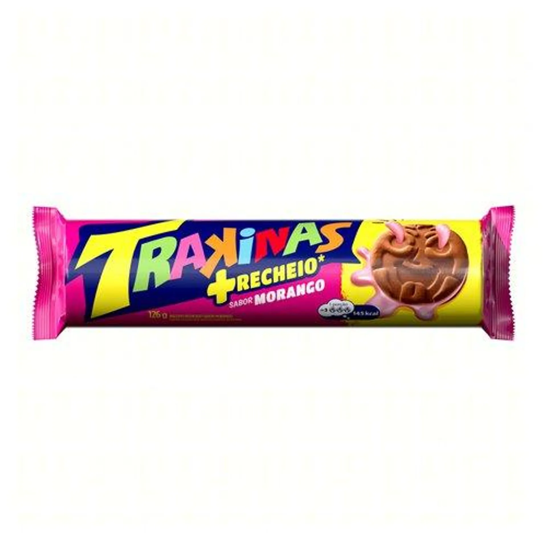 Biscoito Recheio Morango Trakinas +Recheio Pacote 126g