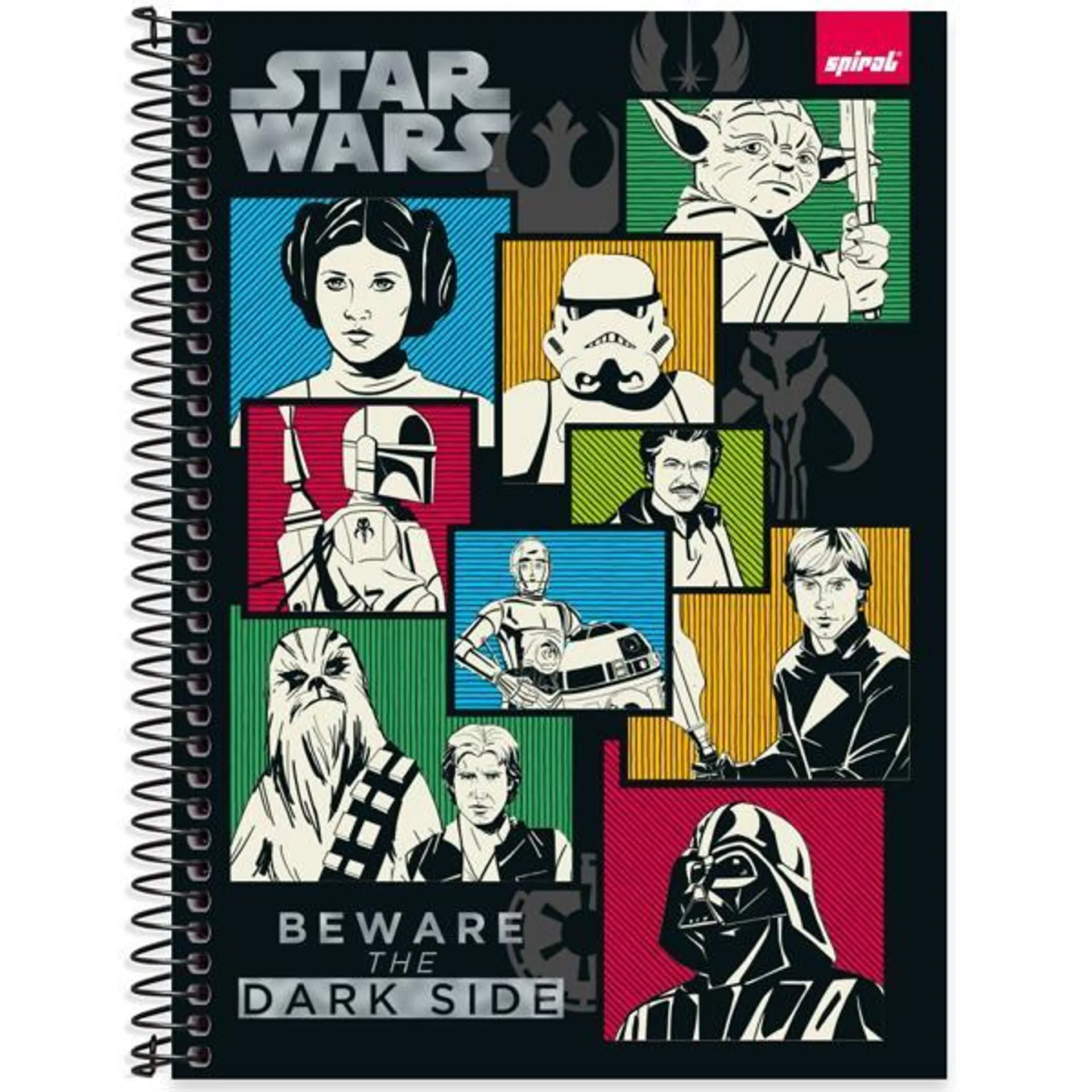 Caderno Universitário Capa Dura 1X1 80 Folhas Star Wars Spiral - PT 1 UN