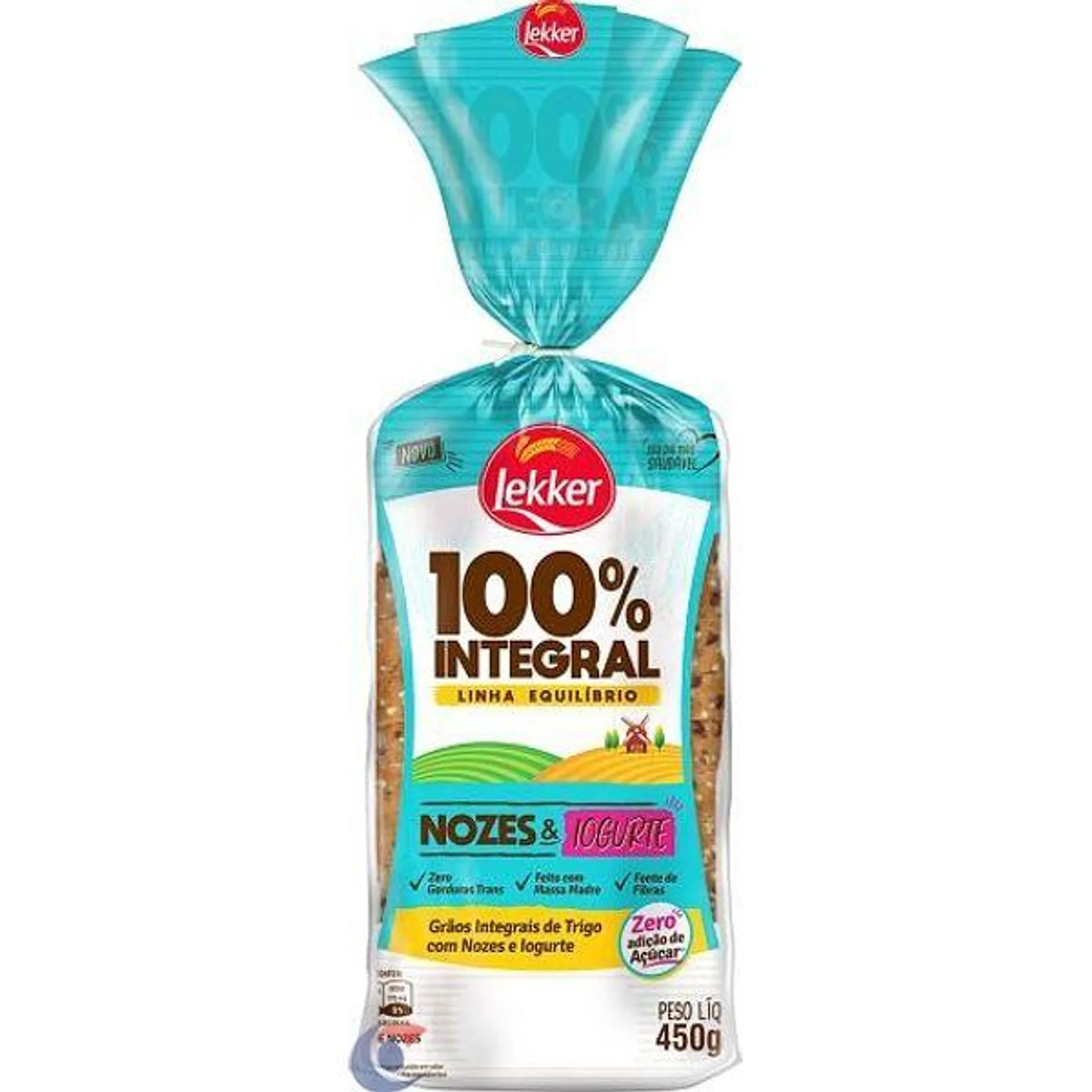 Pão 100 Integral Lekker Nozes Iogurte 450g