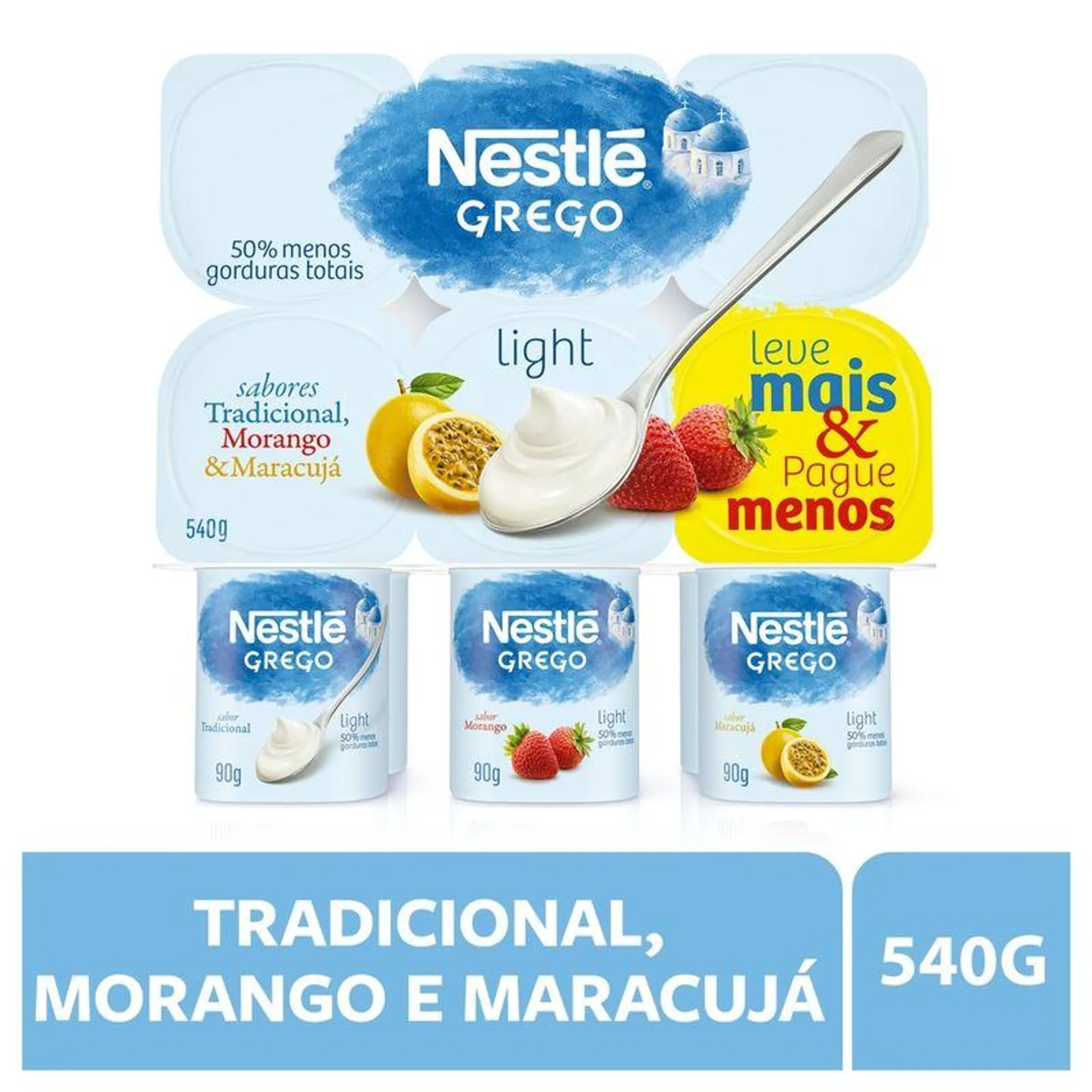 Iogurte Grego Nestlé Light 3 Sabores 540g