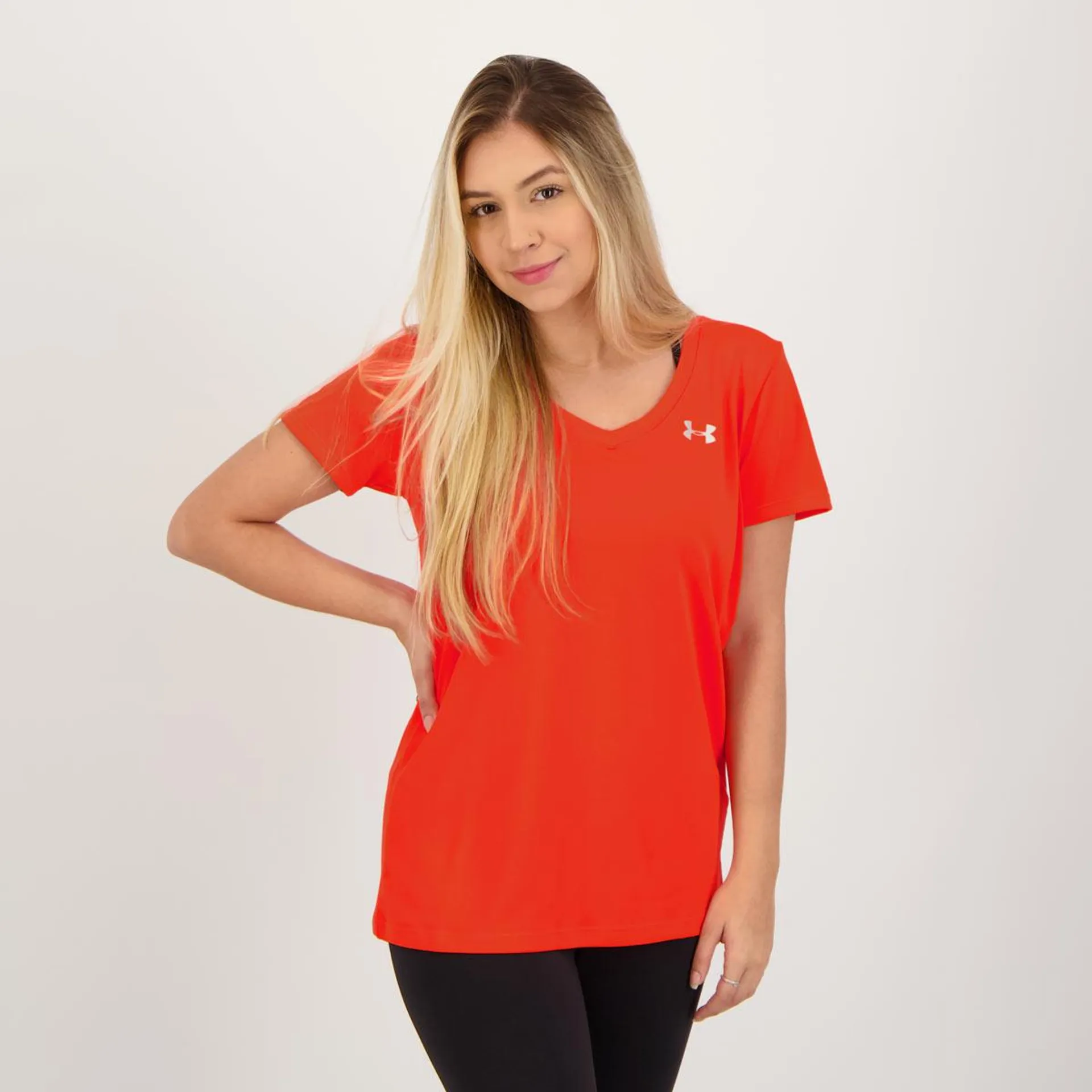 Camiseta Under Armour Tech Short Feminina Laranja