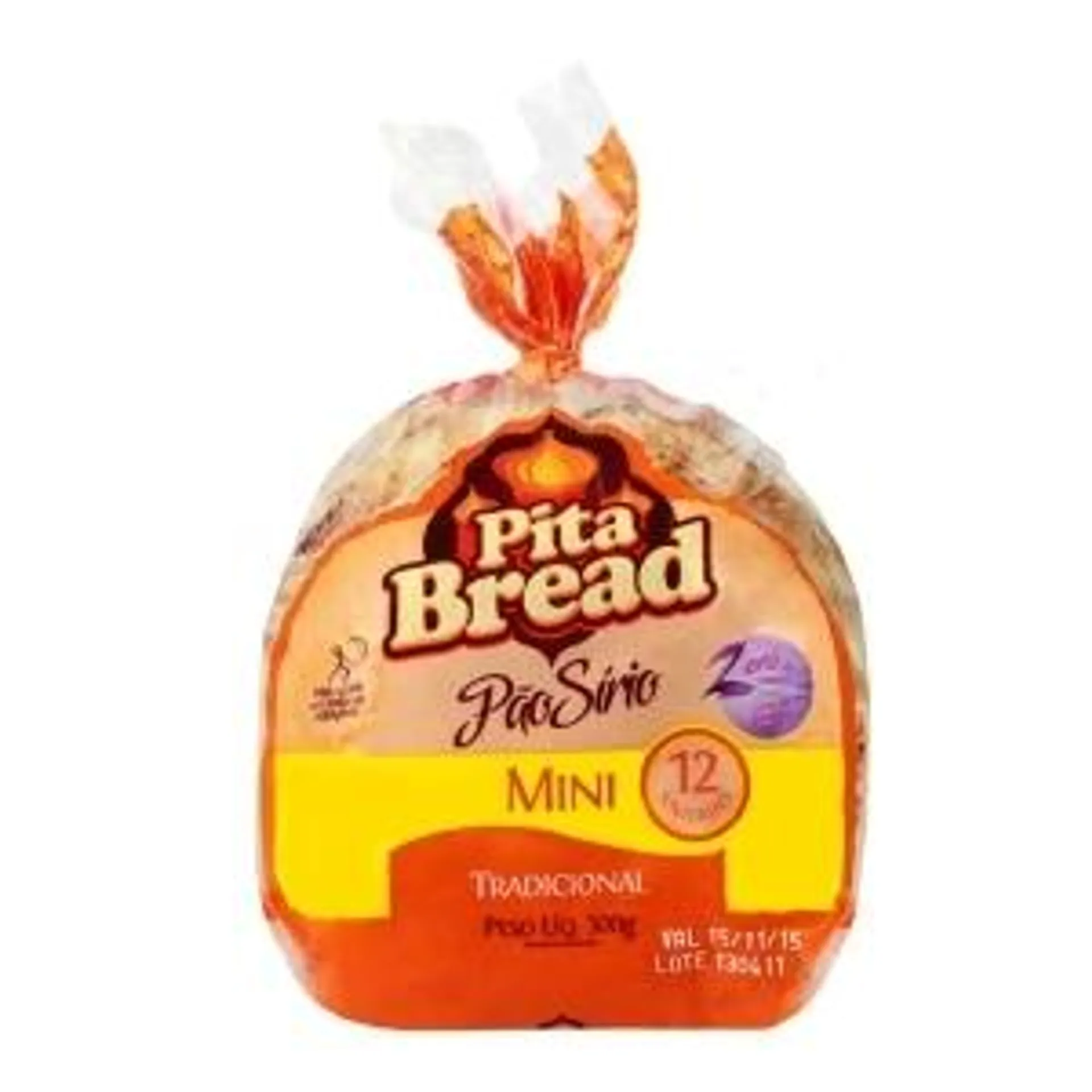 Pão Sírio Mini Tradicional Pita Bread com 12 unidades