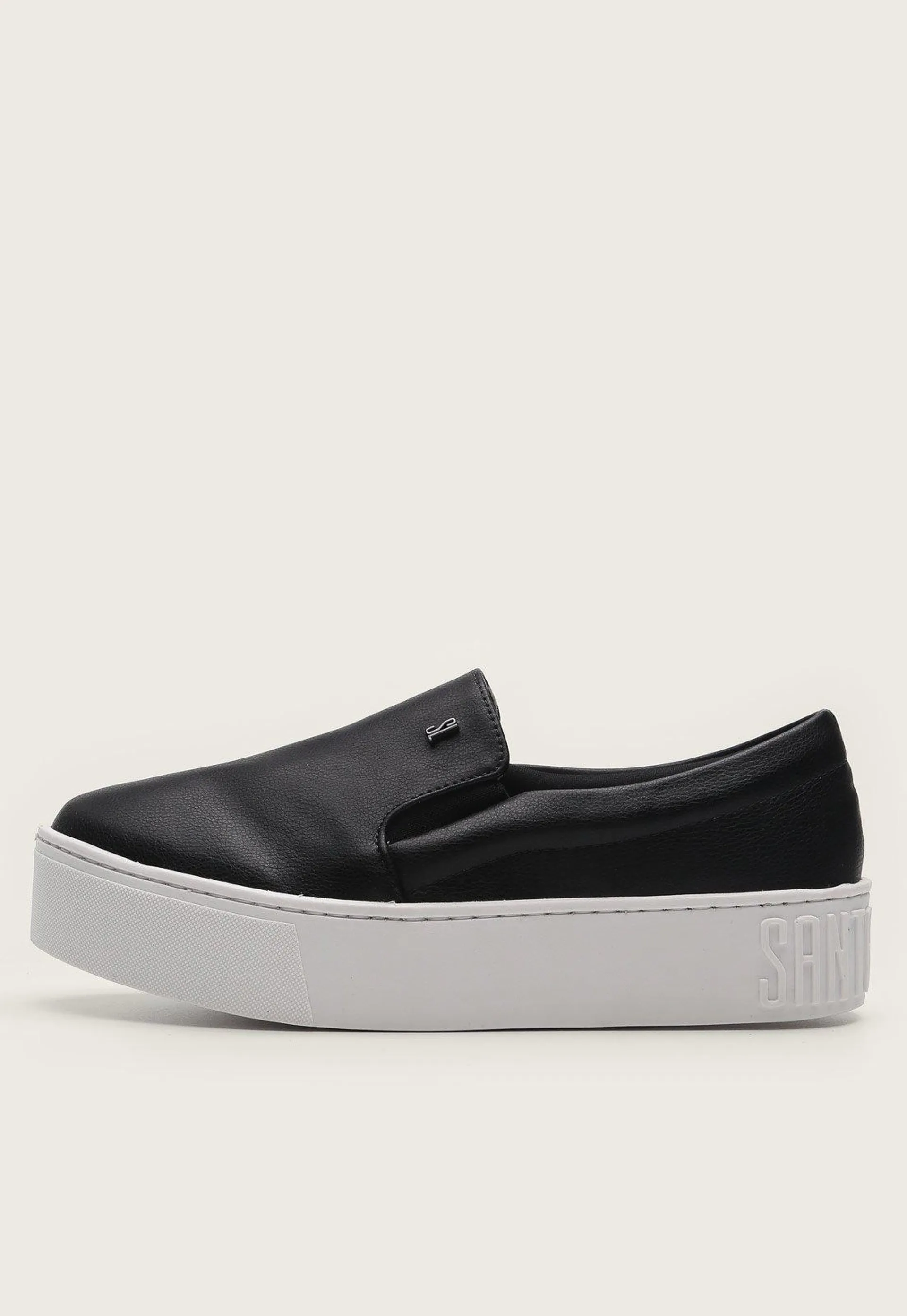 Tênis Slip On Flatform Santa Lolla Liso Preto