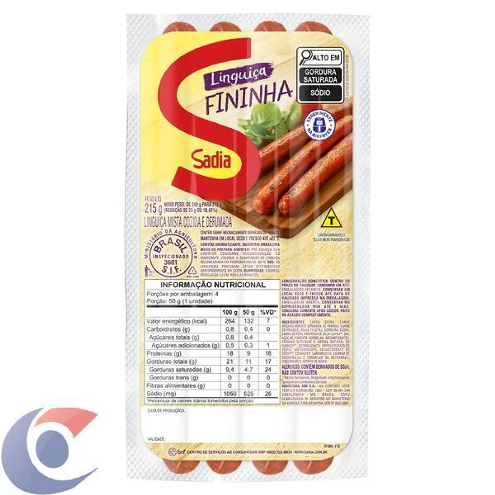 Linguica Mista Defumada Sadia Fininha 215g