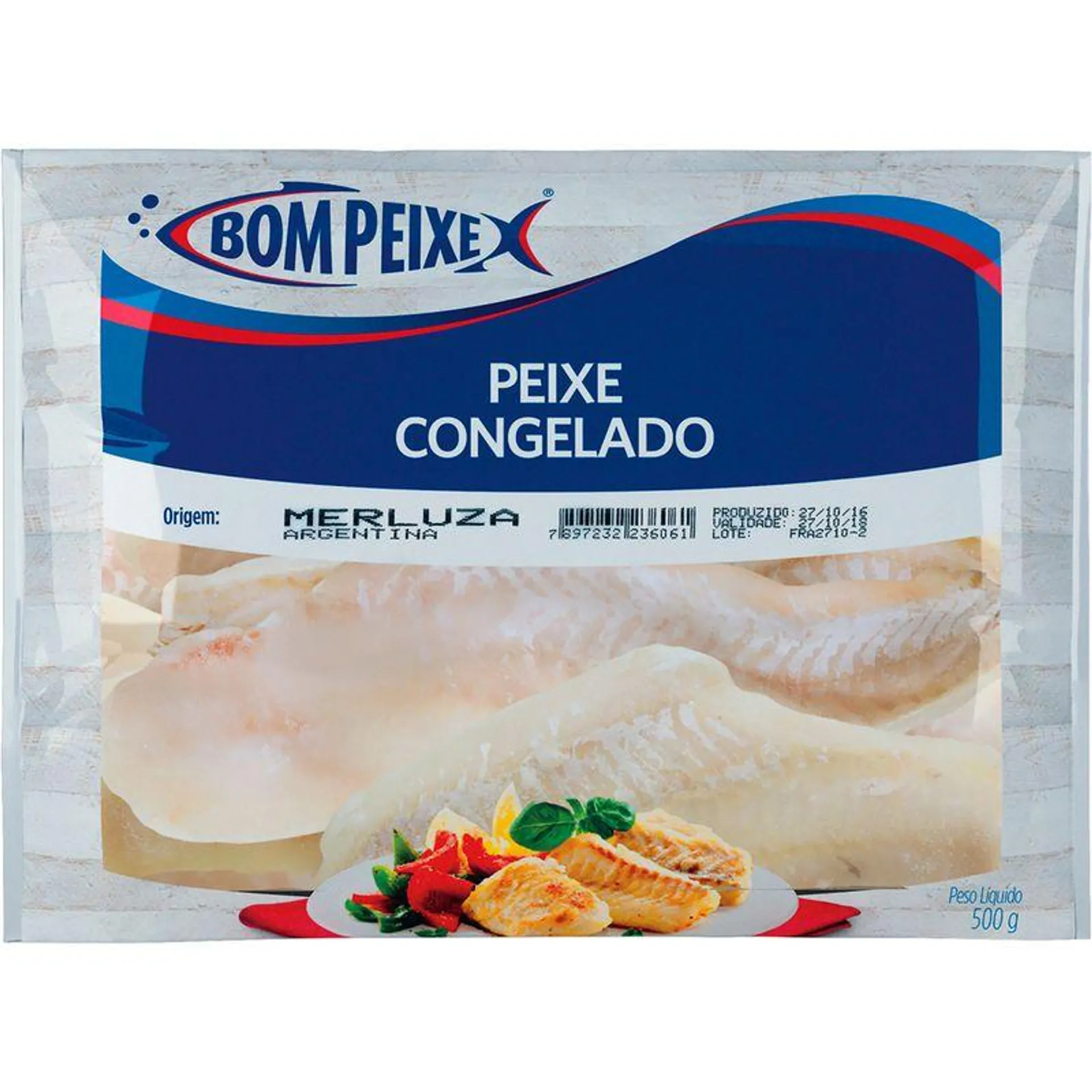 Filé de Merluza Bom Peixe Congelado Sem Pele Pacote 500g