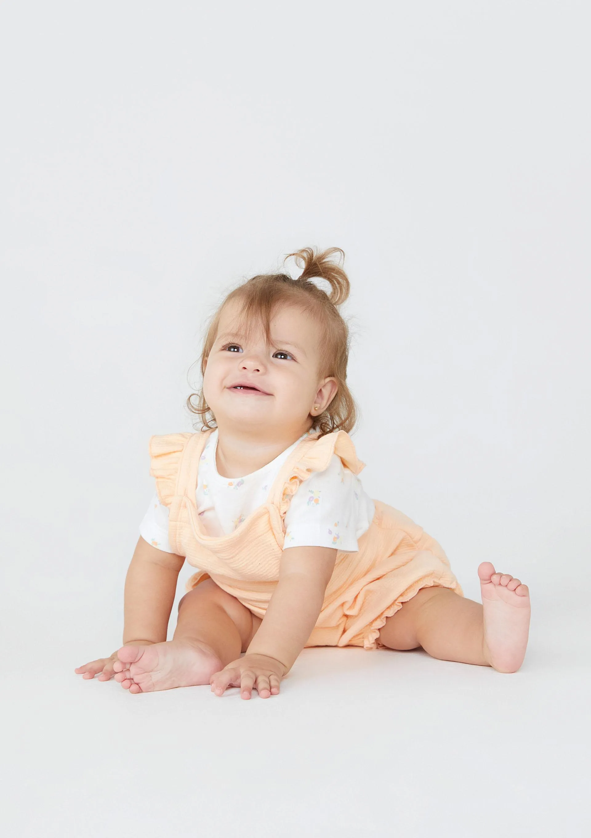 Conjunto Bebê Menina Macacão Com Blusa Estampada - Laranja