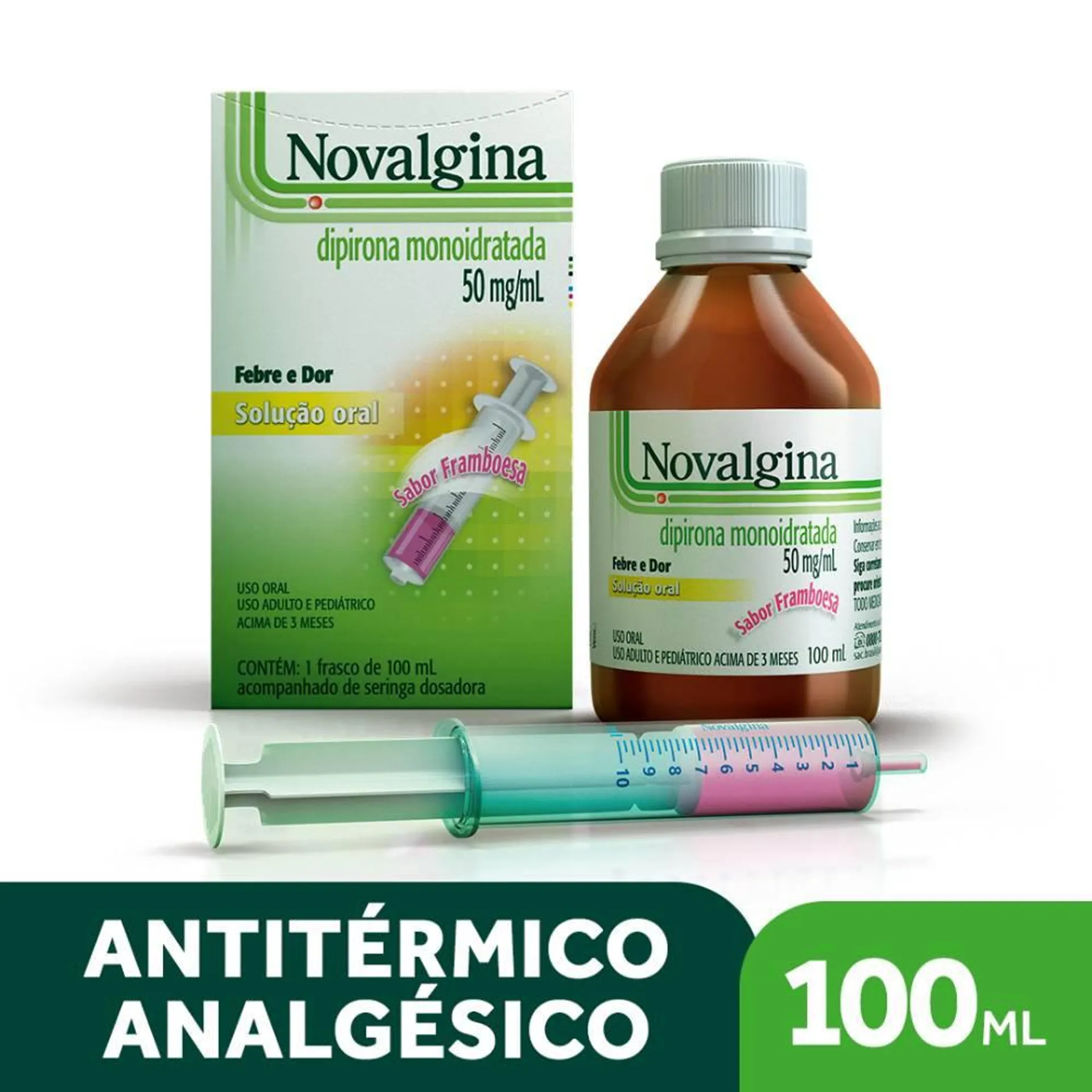 Analgésico Novalgina 50mg/ml Solução Oral Framboesa 100ml