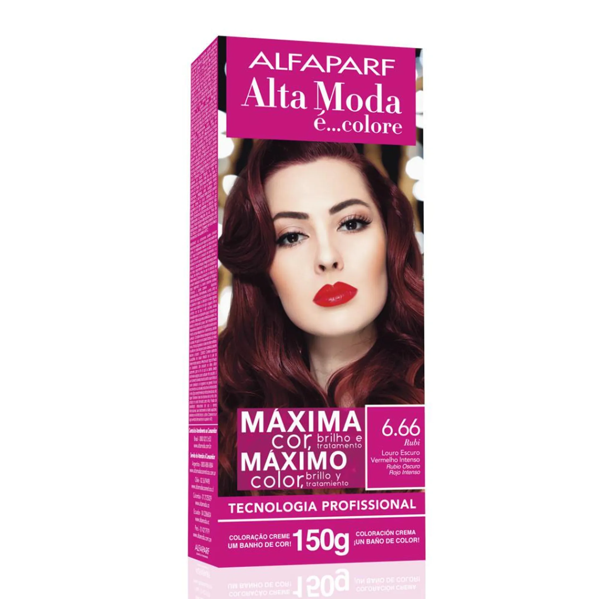 Tintura Alfaparf Alta Moda É Colore Louro Escuro Vermelho Intenso 6.66 Rubi 150g