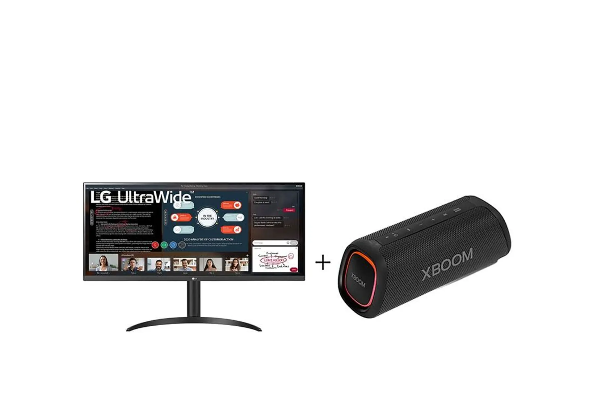 Combo Monitor LG UltraWide 34'' + Caixa de Som Portátil LG XBOOM Go XG5
