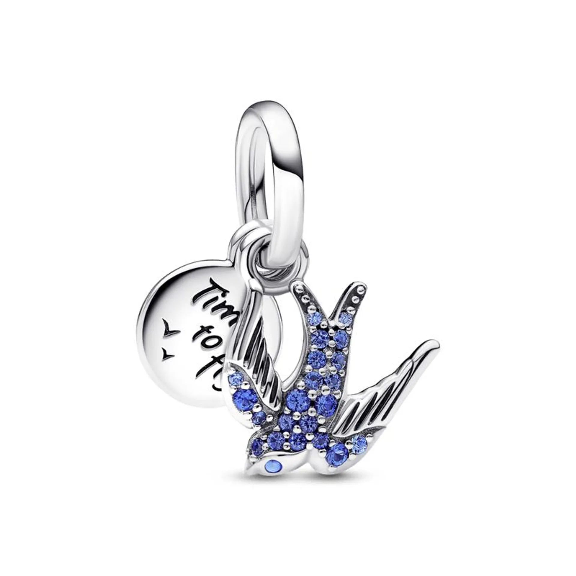 Charm Pendente Duplo Andorinha Brilhante