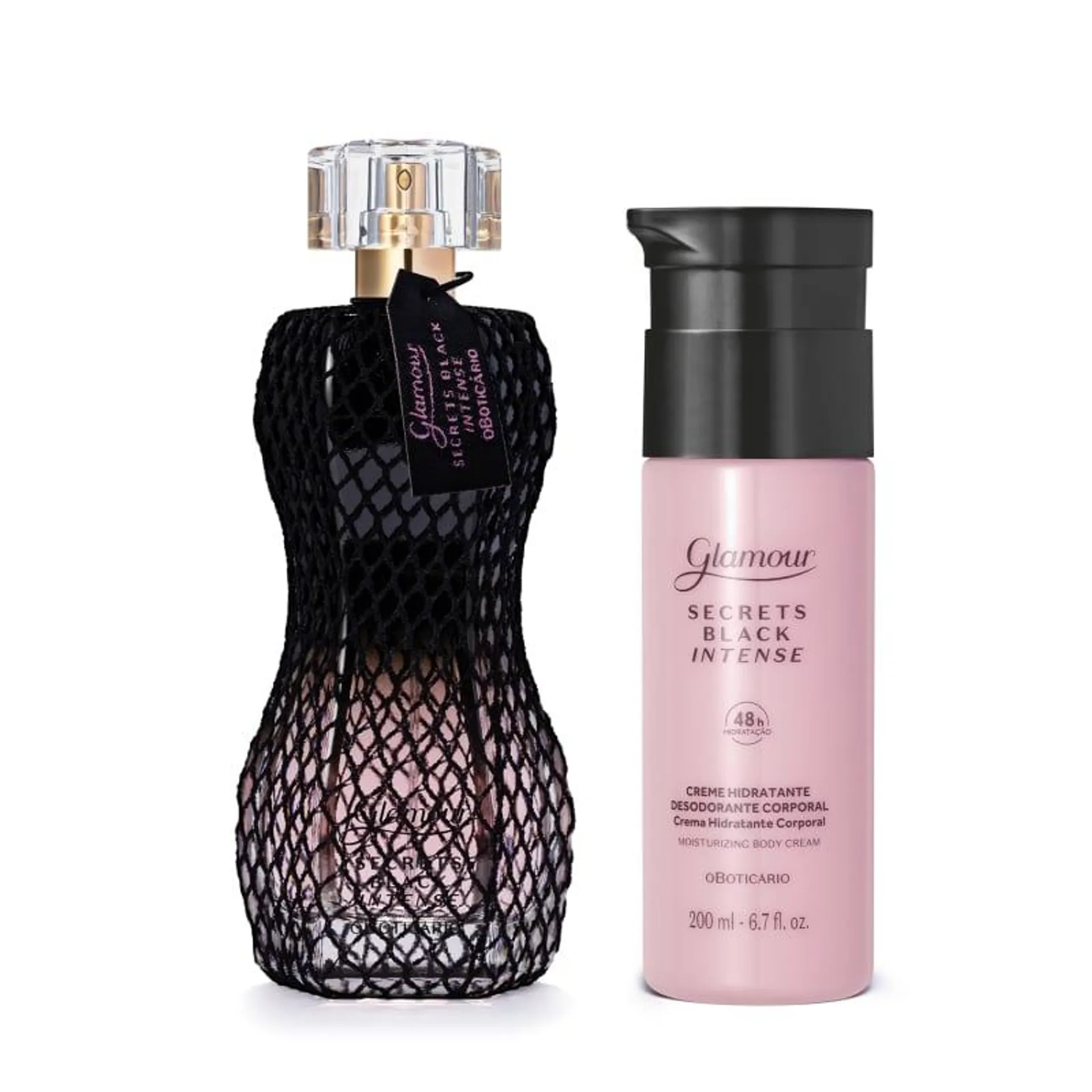 Combo Glamour Secrets Black Intense: Desodorante Colônia 75ml + Creme Hidratante Desodorante Corporal 200ml