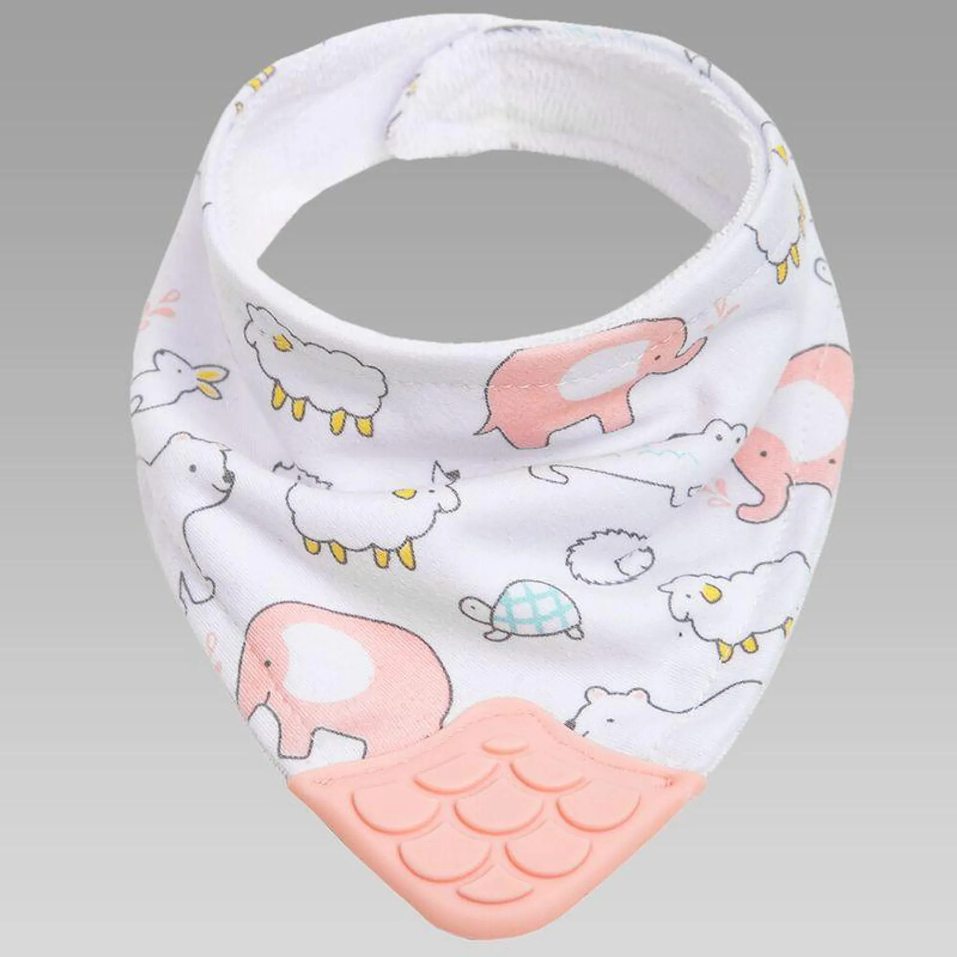 Babador Bandana com Mordedor Animais Rosa - 15285