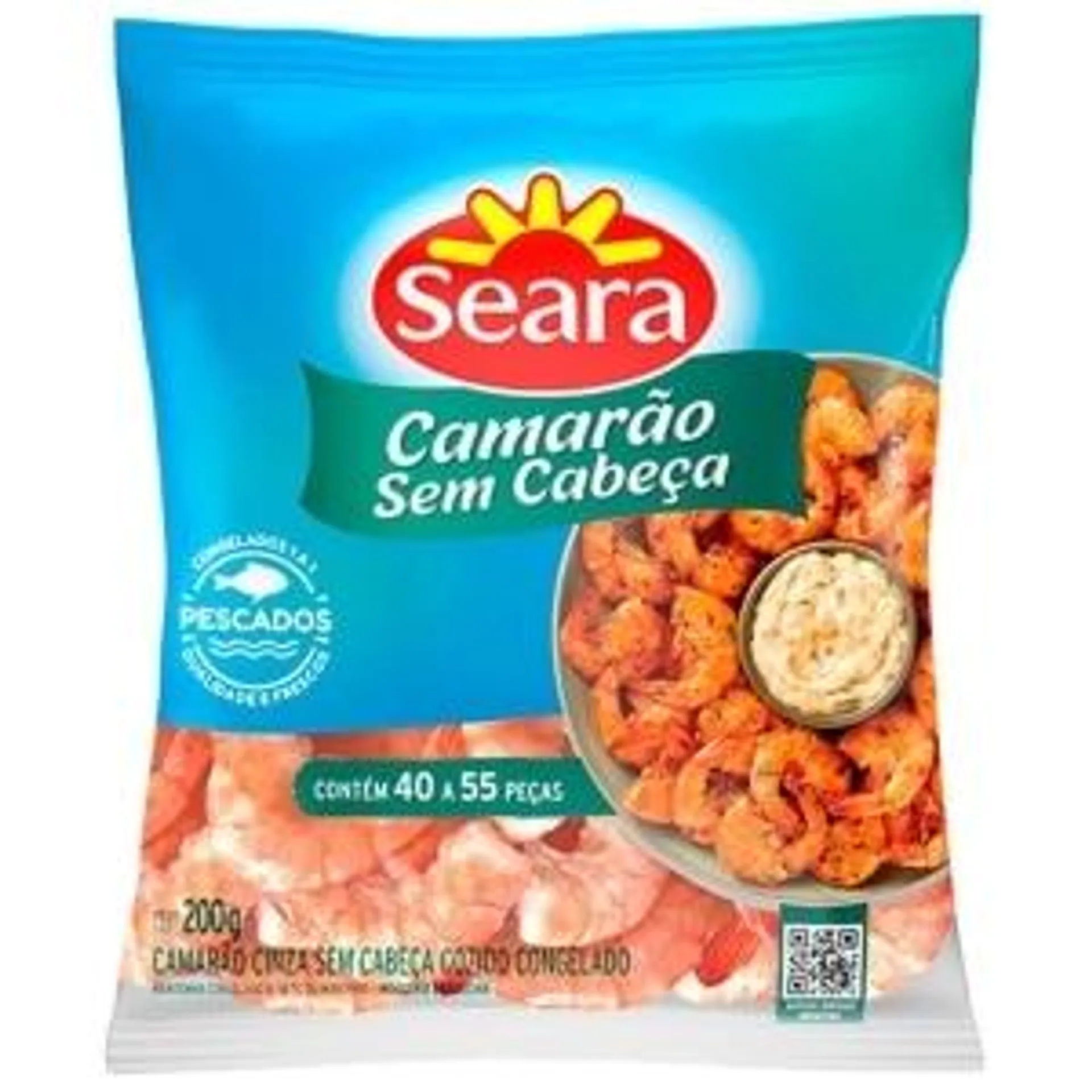 Camarão Cinza Seara sem Cabeça Cozido Congelado 200g