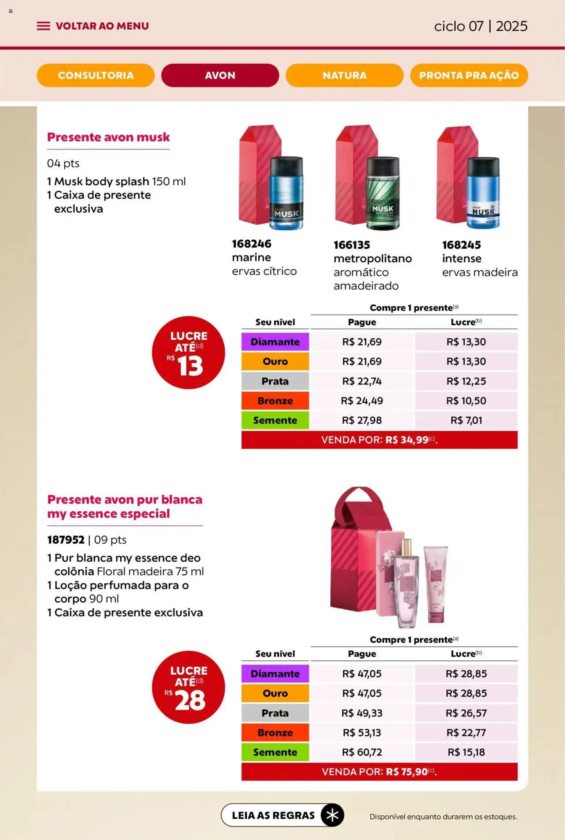 Encarte de Avon - Campanha 07: Minha Consultoria 3 de abril até 1 de maio 2025 - Pagina 17