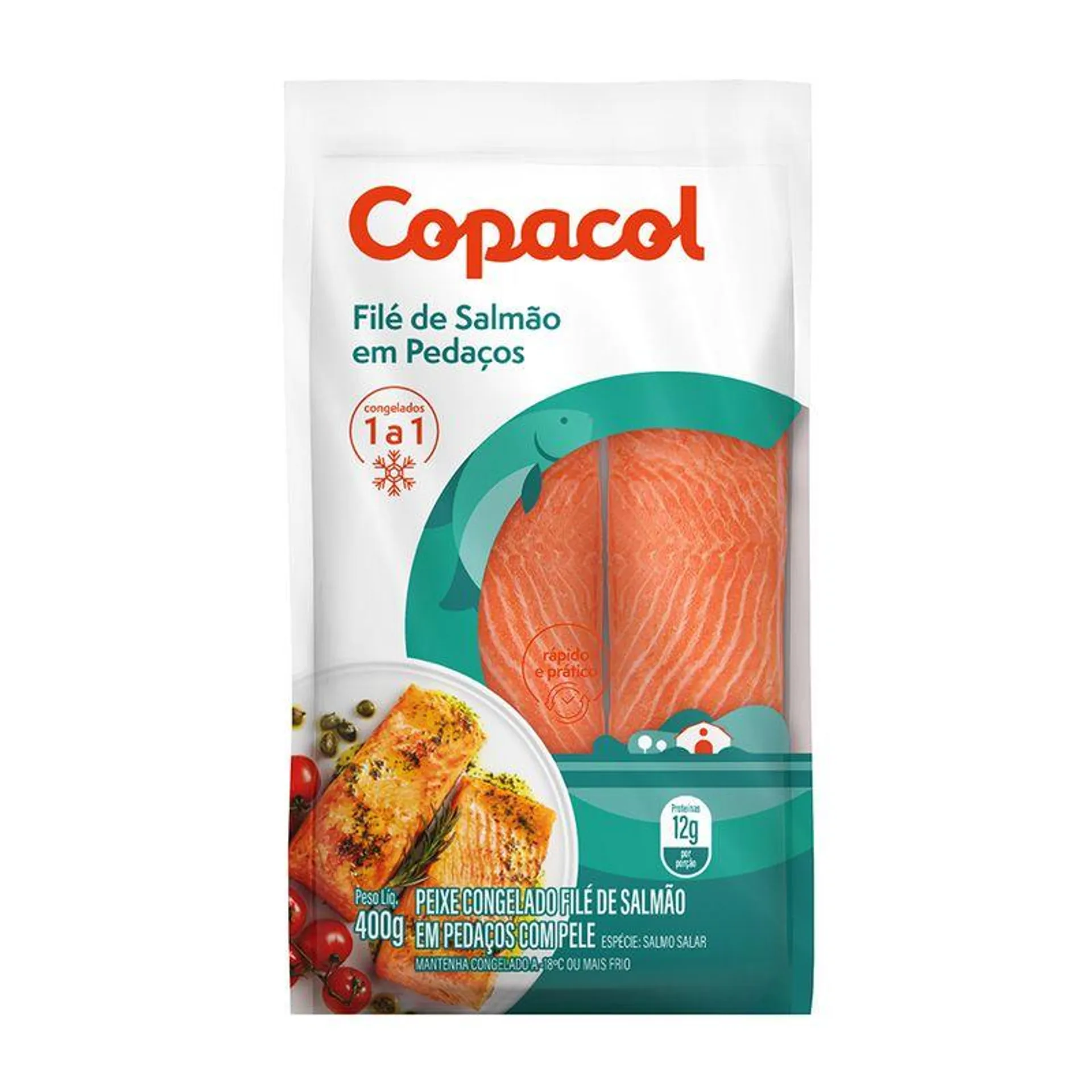 Peixe Salmao Filé Pedaço Copacol 400g