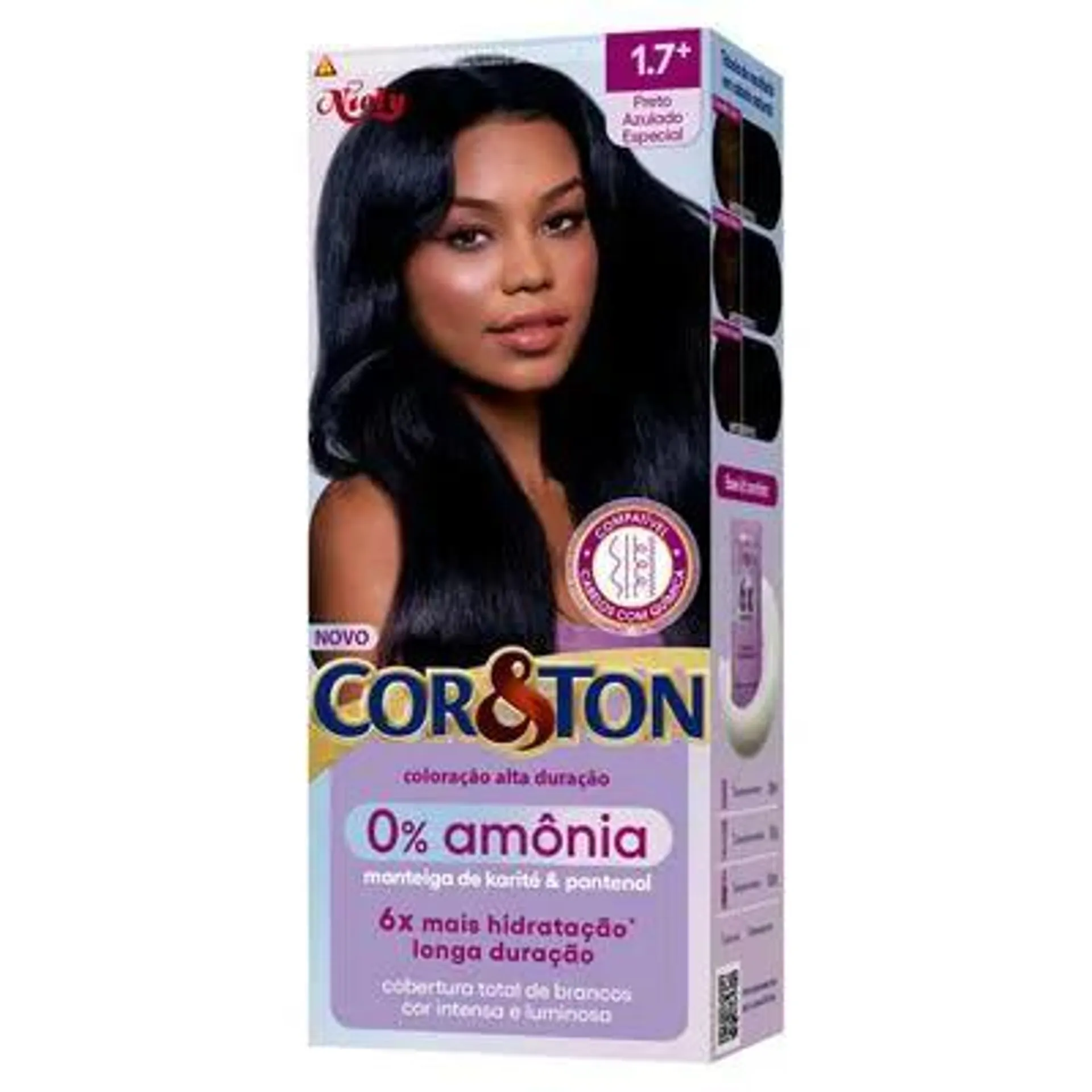 Tintura Cor&Ton Niely 0% Amônia 1.7+ Preto Azulado