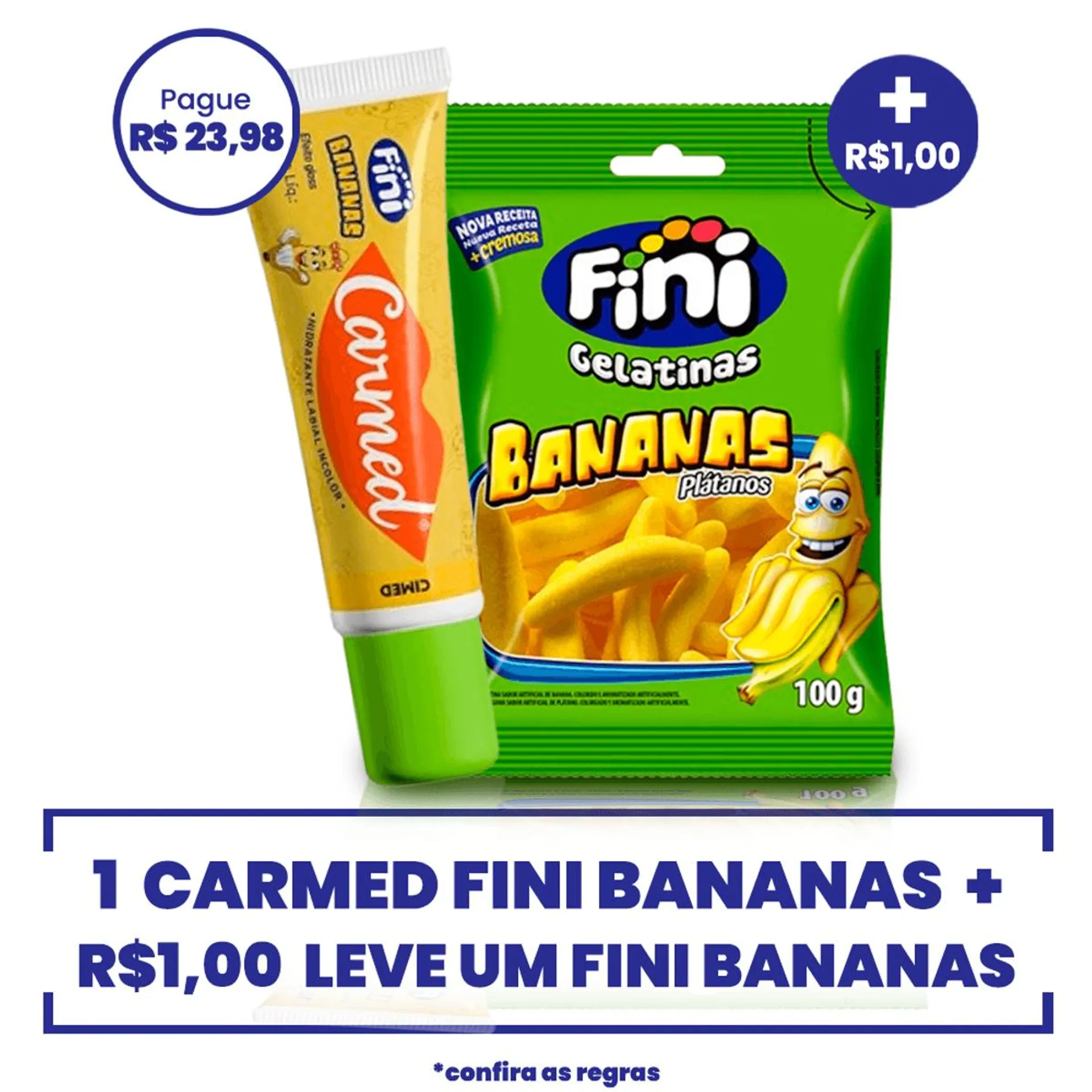 Kit Protetor Labial Carmed Bananas Fini + Fini Gomas Bananas