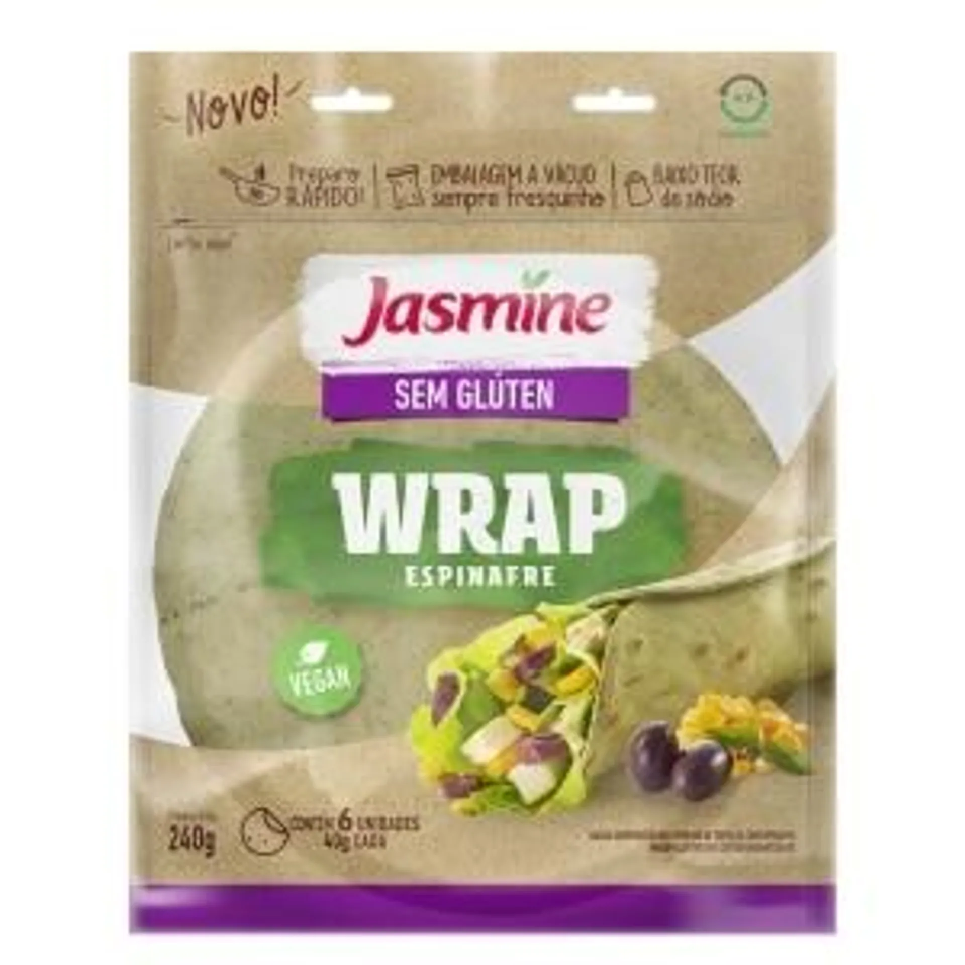 Wrap Jasmine s/Glúten Espinafre 240g