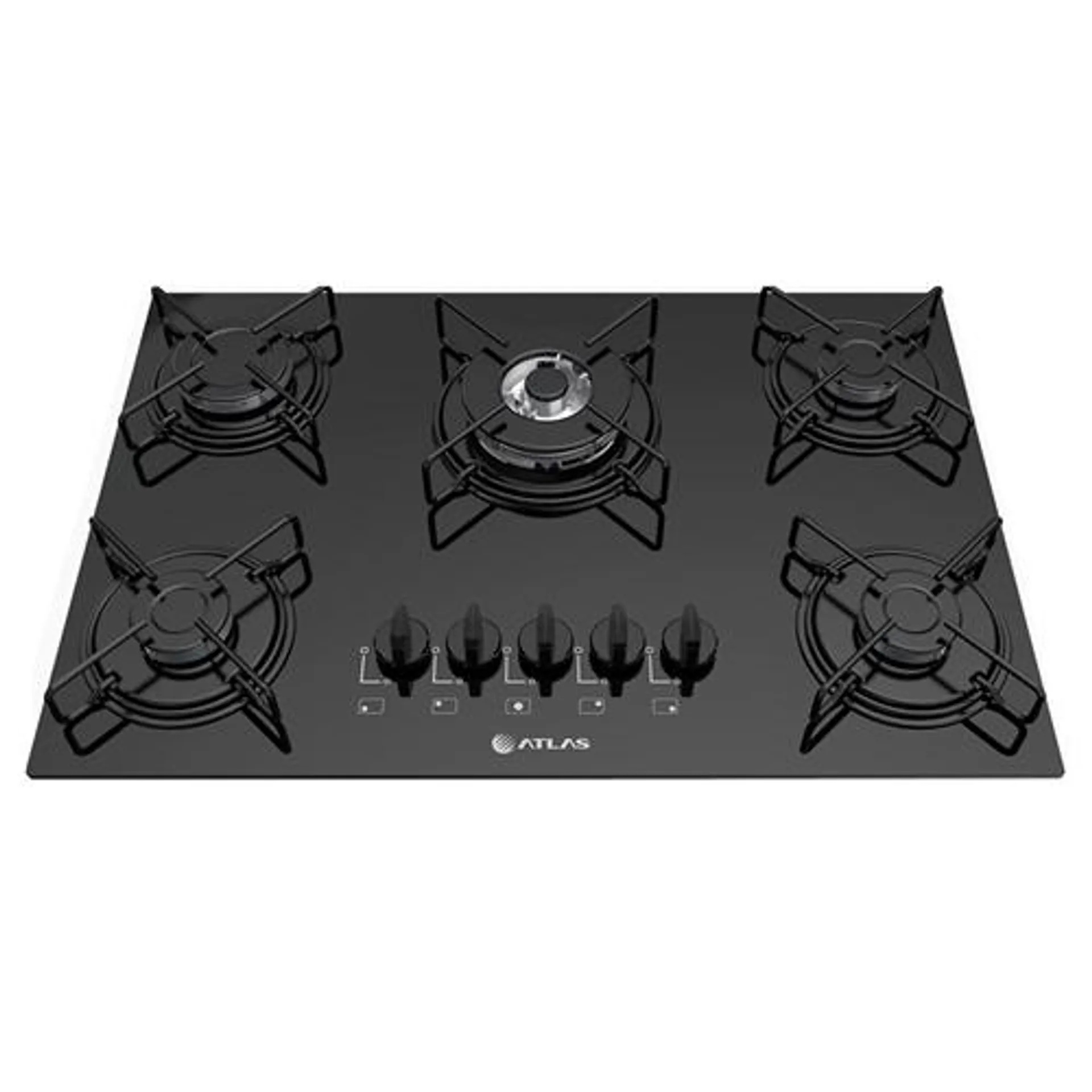 Cooktop à Gás 5 Bocas Atlas Agile Preto com Tripla Chama e Mega Chama